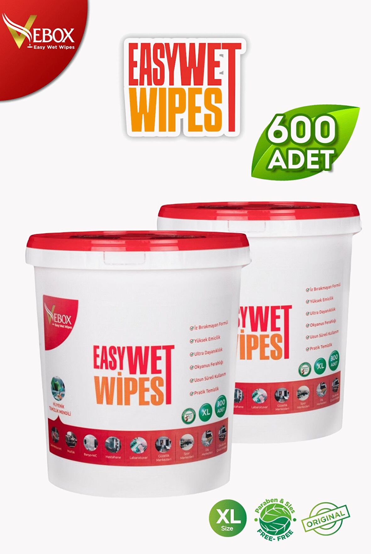 Vebox Easy Wet Wipes Kova Islak Mendil - Yüzey Temizleme Havlusu Gold 2'li 600 Yaprak