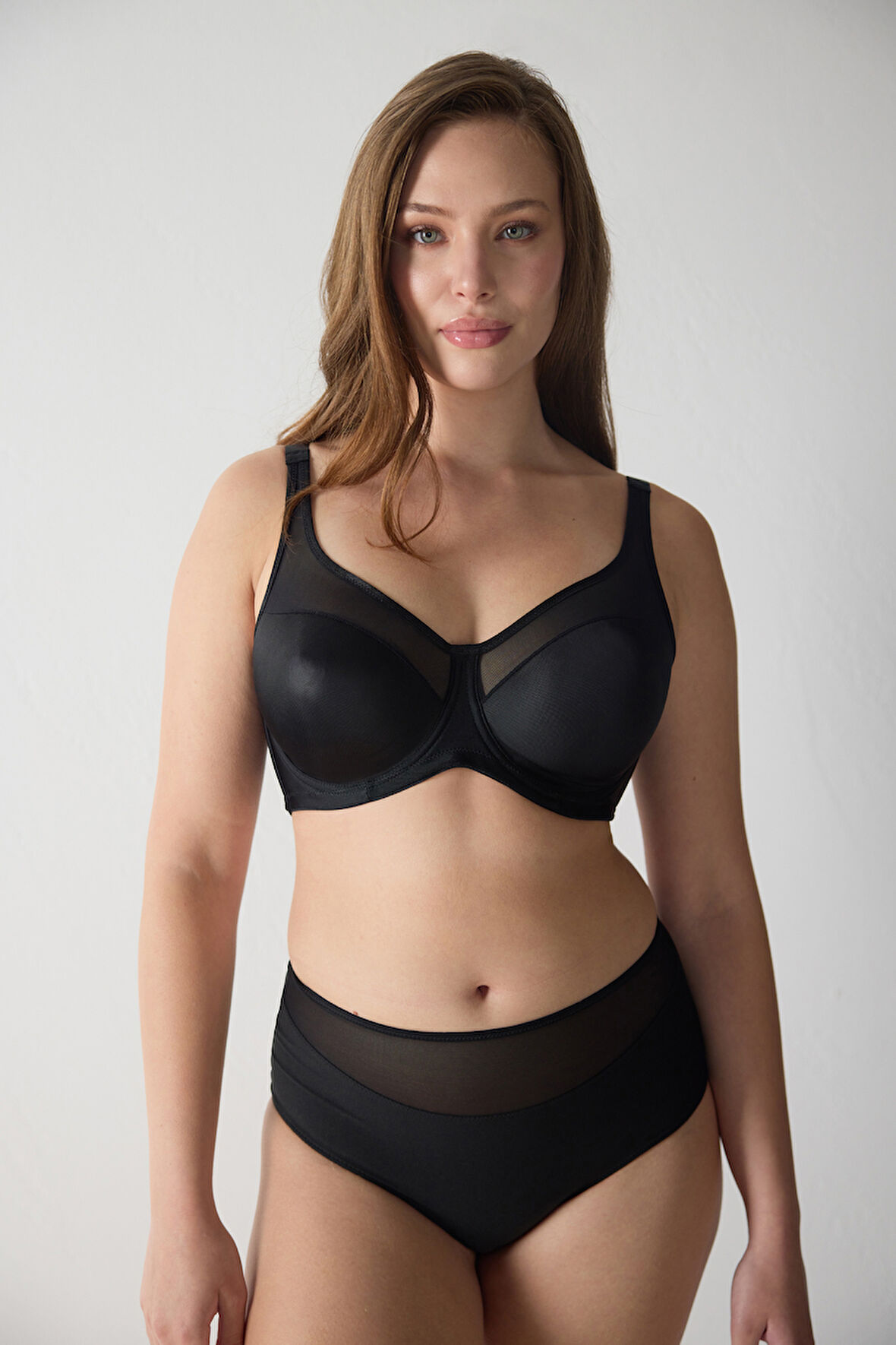 Saten Tüllü Balenli Büyük Beden Toparlayıcı Sütyen