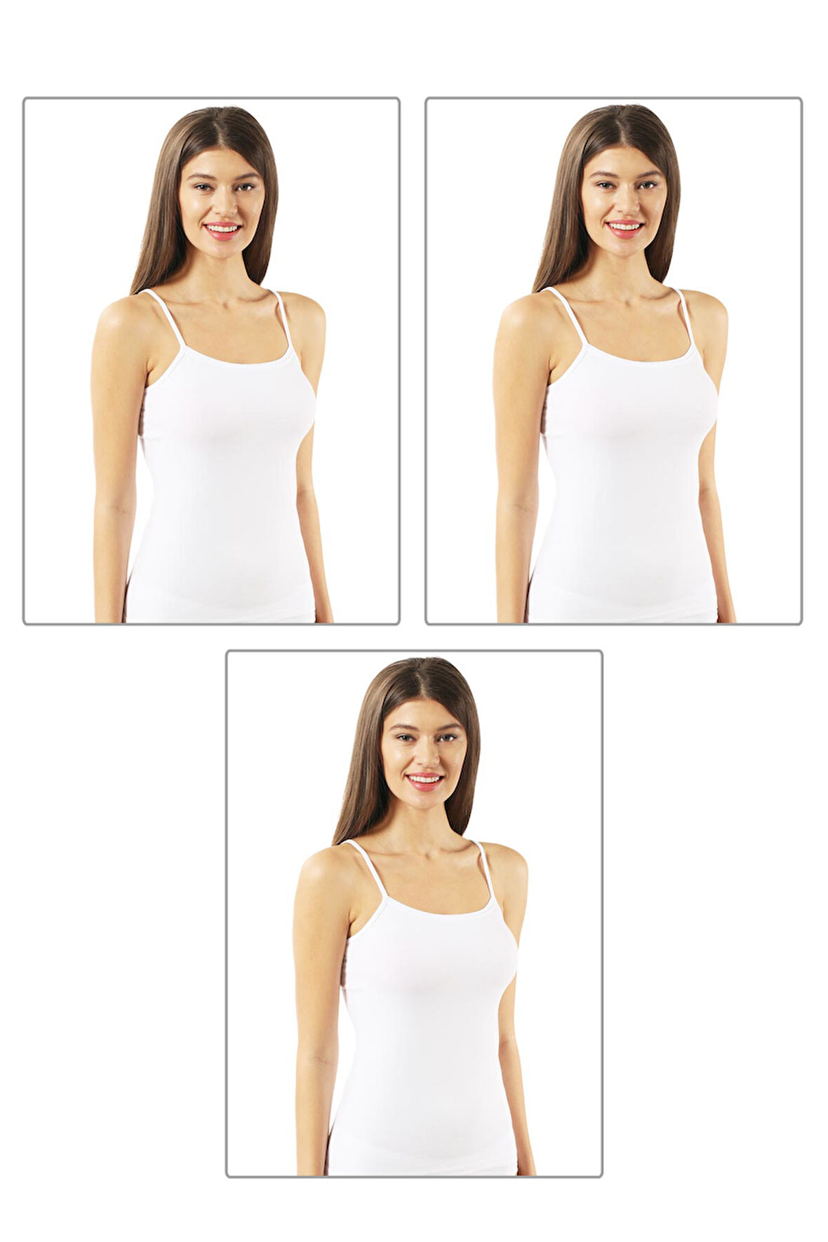 Özkan 23319 3'lü Paket Kadın Pamuklu Likralı Süprem Esnek Rahat İnce Askılı Atlet