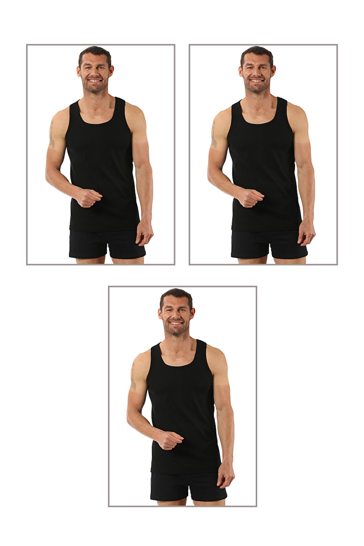 Özkan 0058 3'lü Paket Erkek %100 Pamuklu Ribana Esnek Rahat Sırtı Çapraz Sporcu Rambo Kalın Askılı Atlet