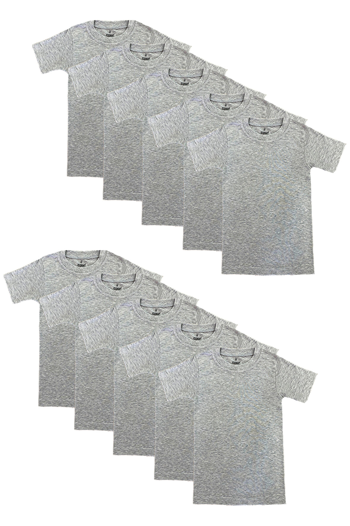 Özkan 0706 10'lu Paket Erkek Çocuk %100 Pamuklu Ribana Esnek Rahat Yarım Kol Kapalı Yaka Fanila T-shirt