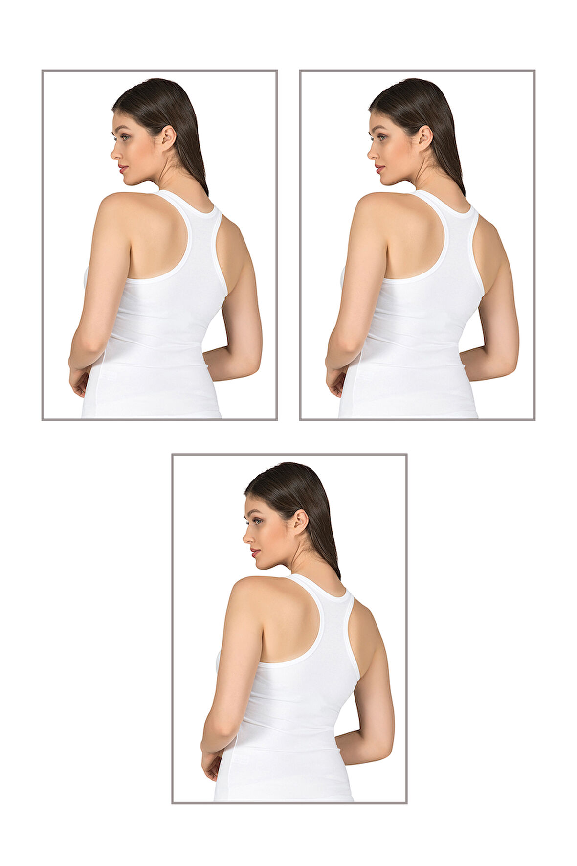 Özkan 7416 3'lü Paket Kadın Pamuklu Penye Likralı Süprem Esnek Rahat Kalın Askılı Sırtı Çapraz Sporcu Rambo Atlet