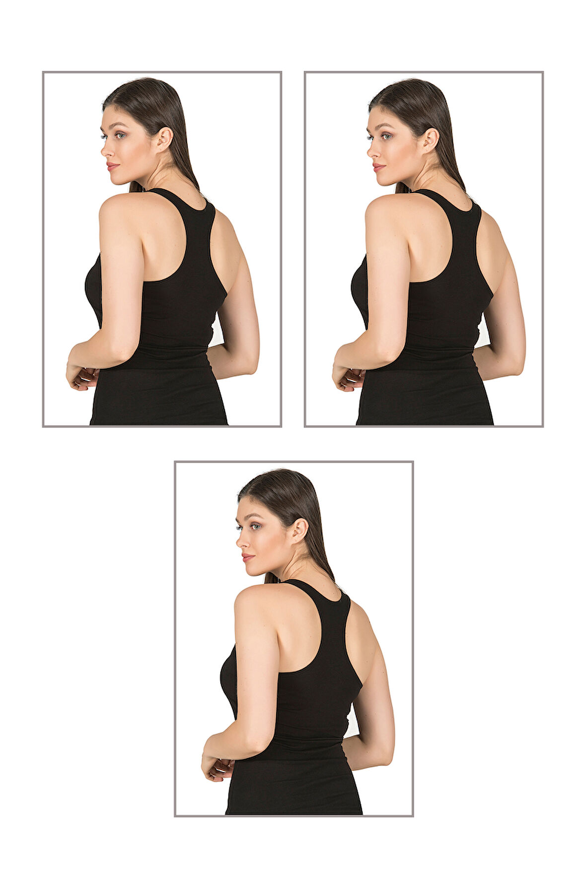 Özkan 7416 3'lü Paket Kadın Pamuklu Penye Likralı Süprem Esnek Rahat Kalın Askılı Sırtı Çapraz Sporcu Rambo Atlet