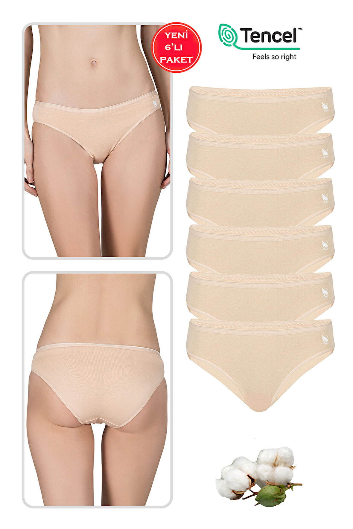 Özkan 23924 6'lı Paket Kadın Pamuklu Modal Esnek Yumuşak Slip Külot