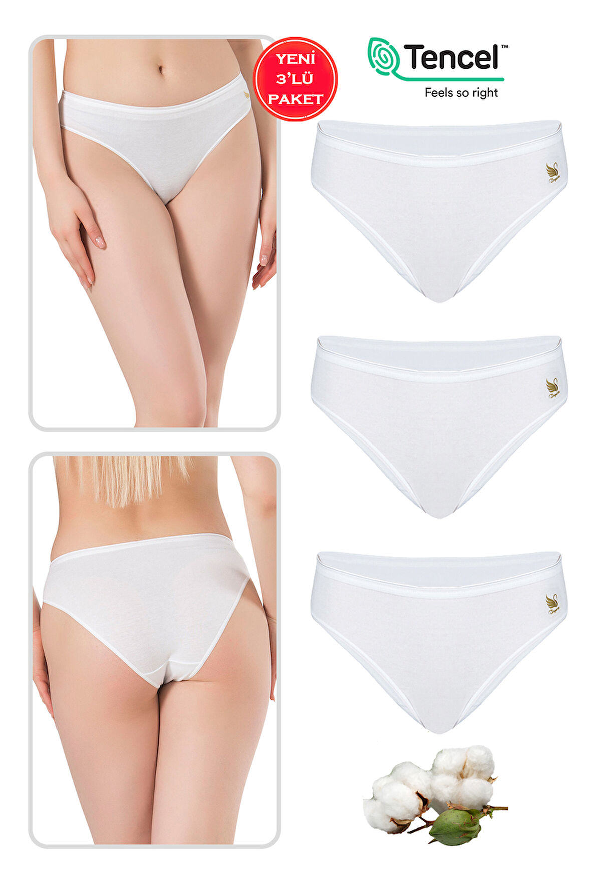 Özkan 23924 3'lü Paket Kadın Pamuklu Modal Esnek Yumuşak Slip Külot