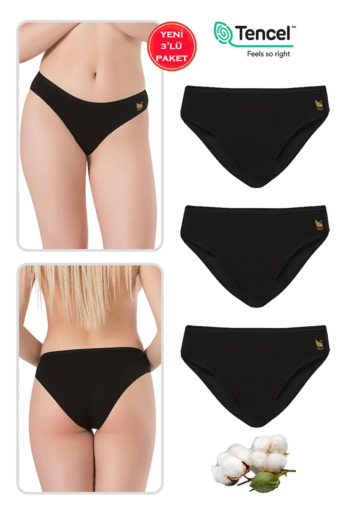 Özkan 23924 3'lü Paket Kadın Pamuklu Modal Esnek Yumuşak Slip Külot