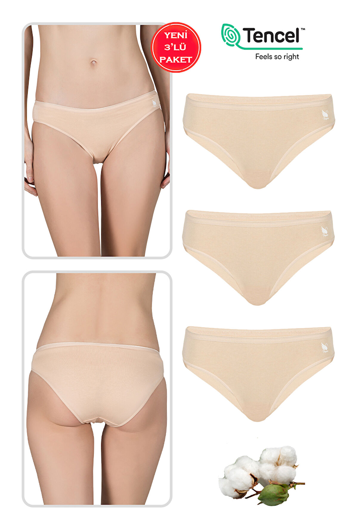 Özkan 23924 3'lü Paket Kadın Pamuklu Modal Esnek Yumuşak Slip Külot