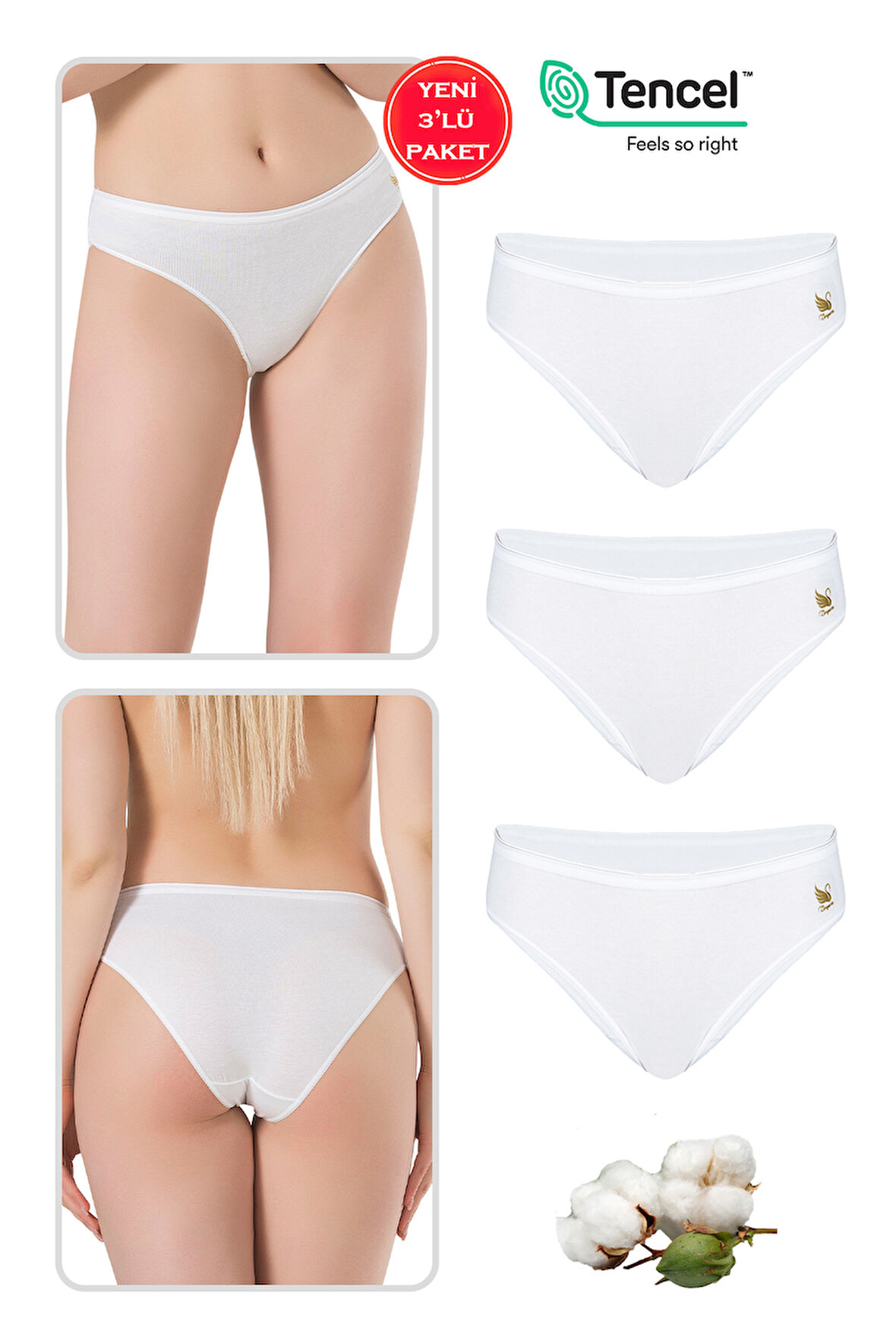 Özkan 23924 3'lü Paket Kadın Pamuklu Modal Esnek Yumuşak Slip Külot