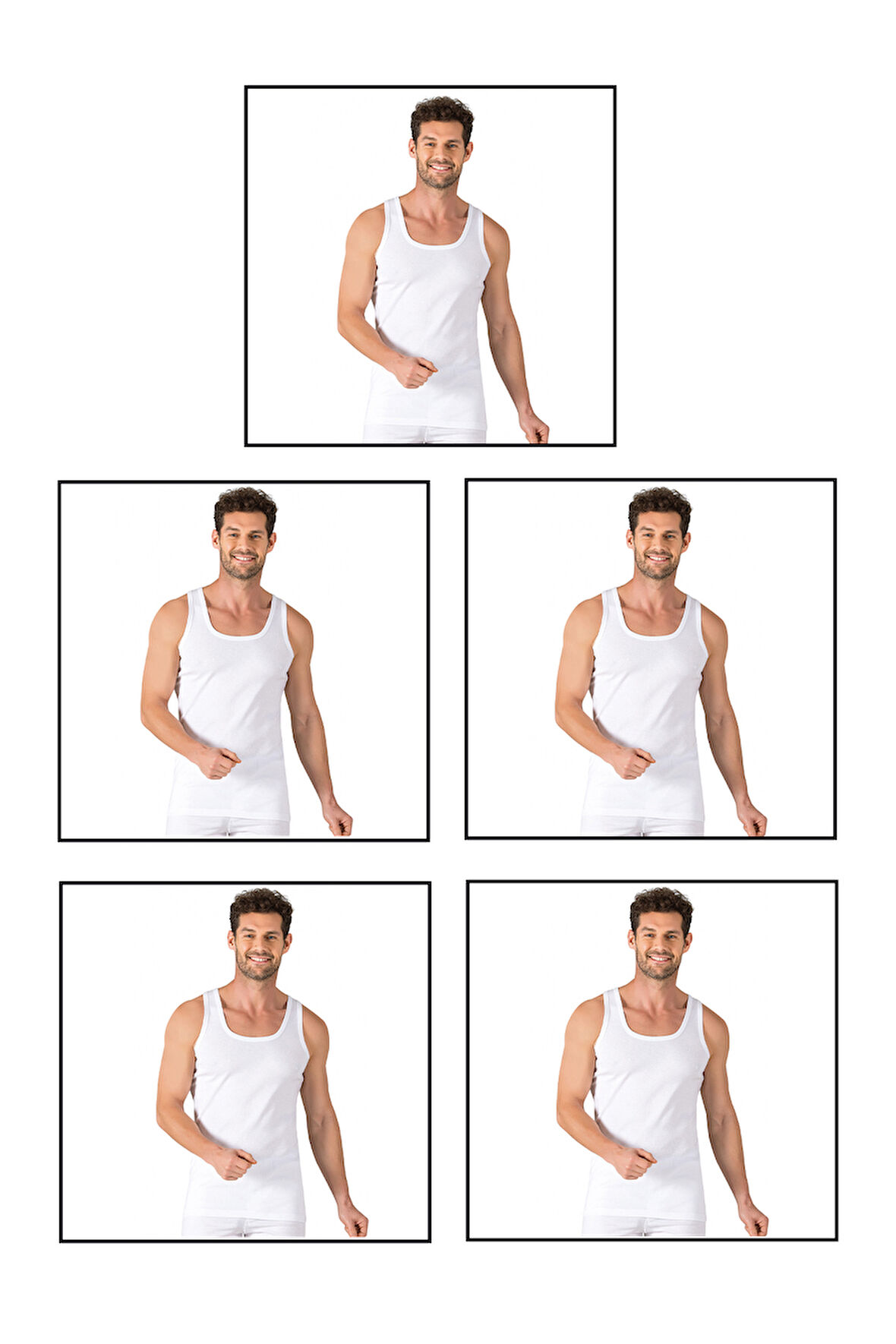 Özkan 11406 5'li Paket Erkek %100 Pamuklu Ribana Esnek Rahat Kalın Askılı Örme Atlet