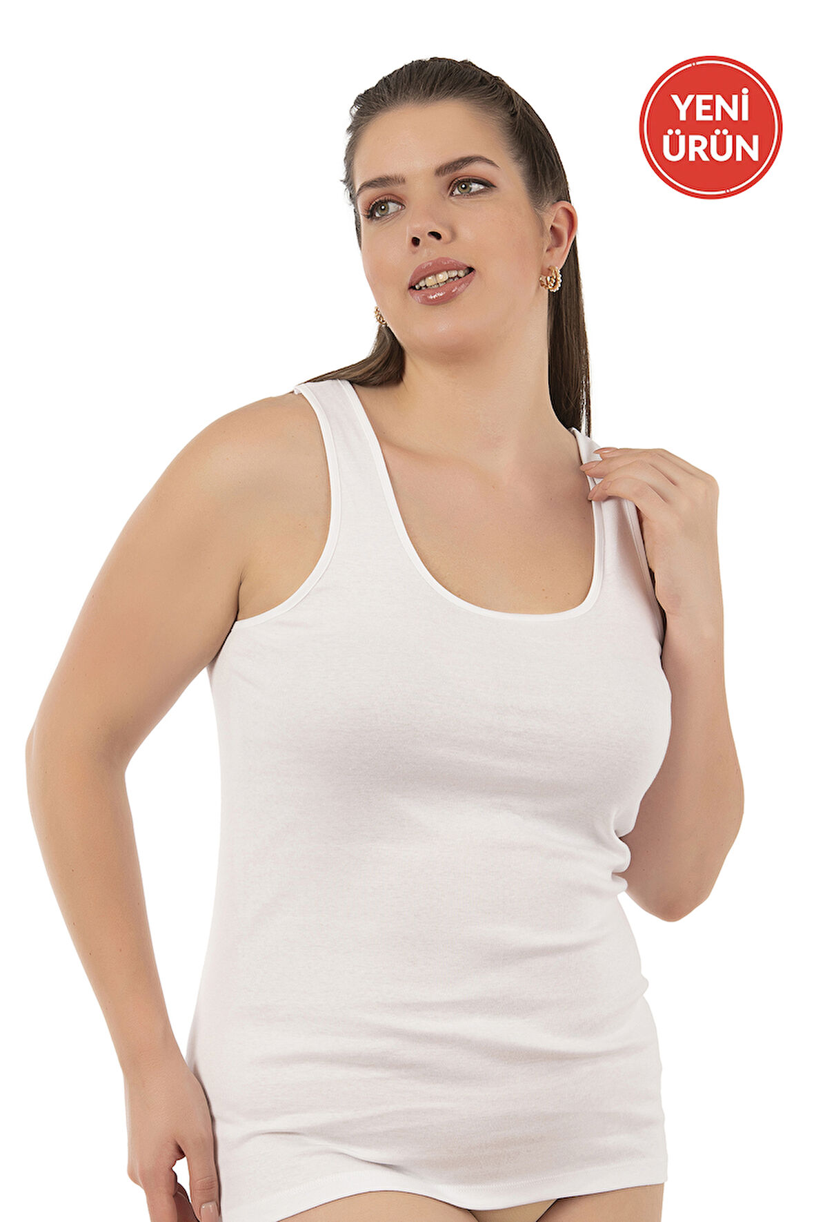 Özkan 0111-bb Kadın %100 Pamuklu Ribana Esnek Rahat Biyeli Kalın Askılı Büyük Beden Örme Atlet