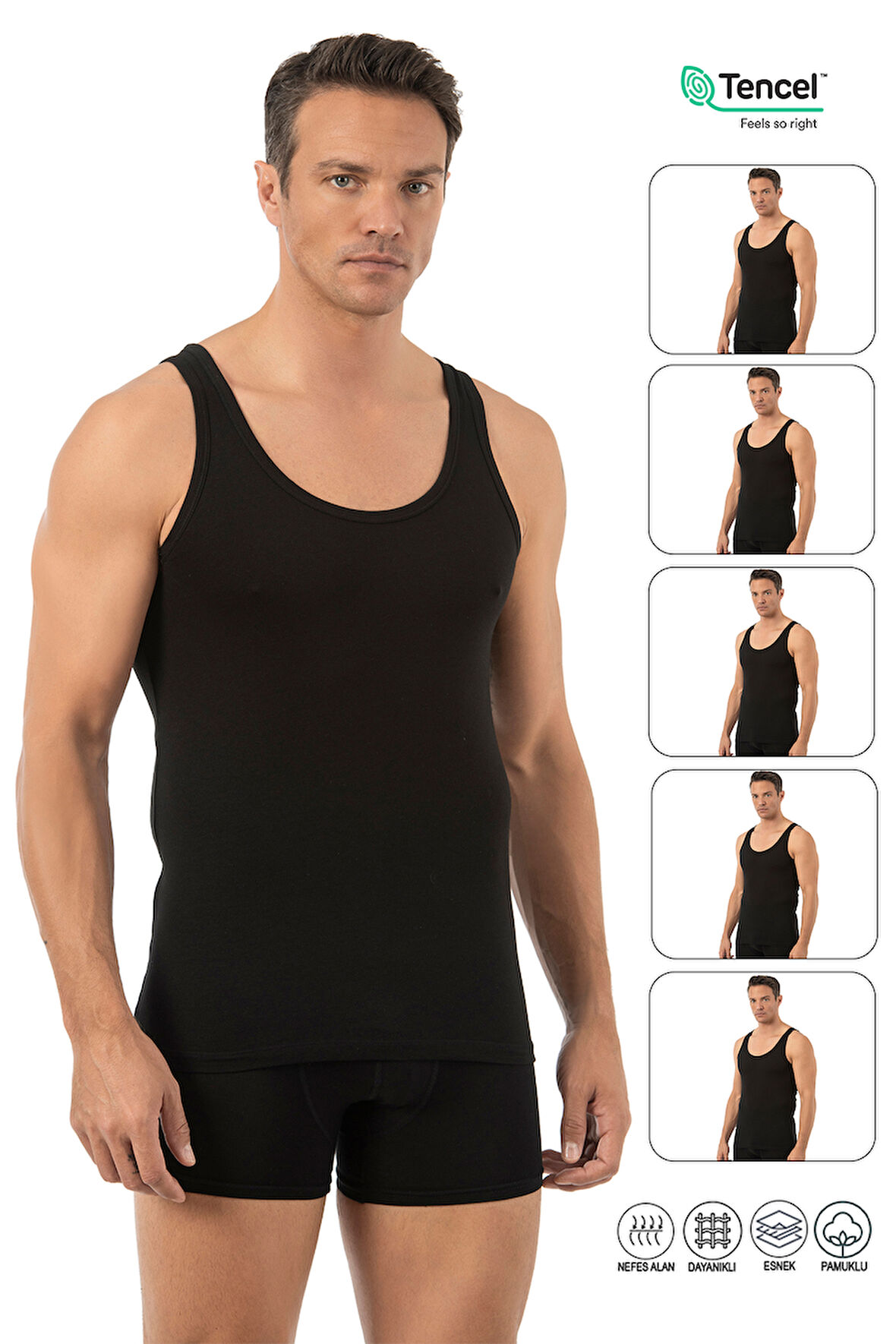 Özkan 10852 5'li Paket Erkek Premium Kumaş Pamuklu Modal Esnek Rahat Kalın Askılı Atlet