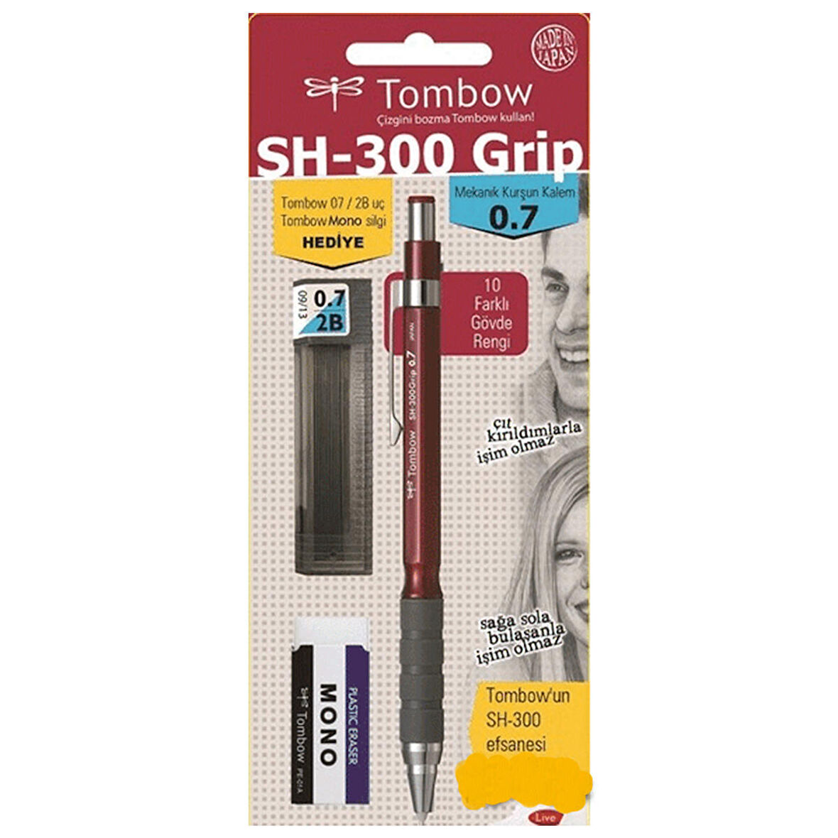 Tombow SH-300 Grip 0,7mm Bordo Versatil Kalem Okul Seti GR31