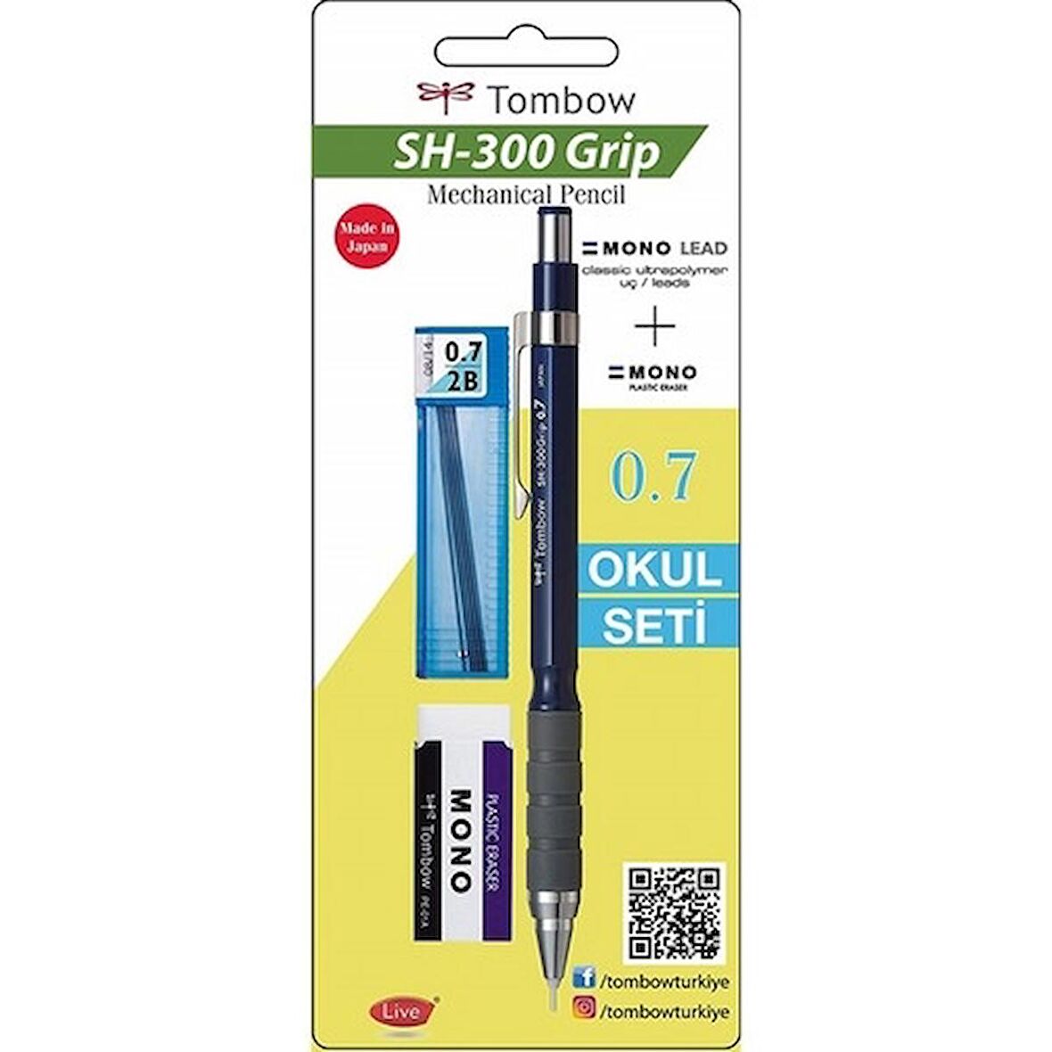 TOMBOW SH-300 GRİP VERSATİL 0,7mm OKUL SETİ KOYU MAVİ