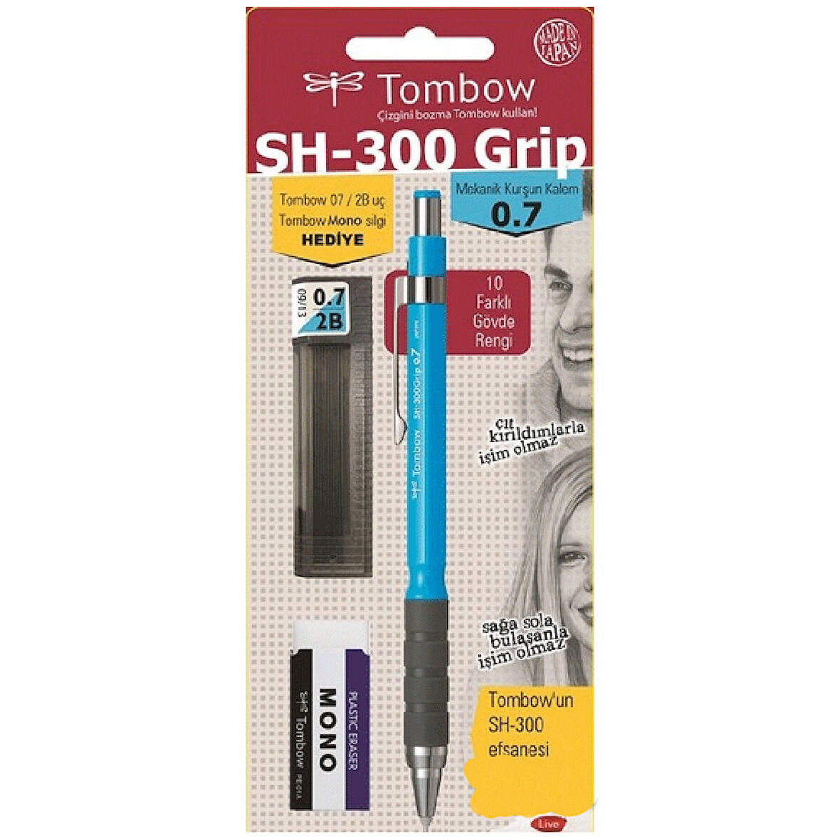 Tombow SH-300 Grip 0,7mm Mavi Versatil Kalem Okul Seti GR43