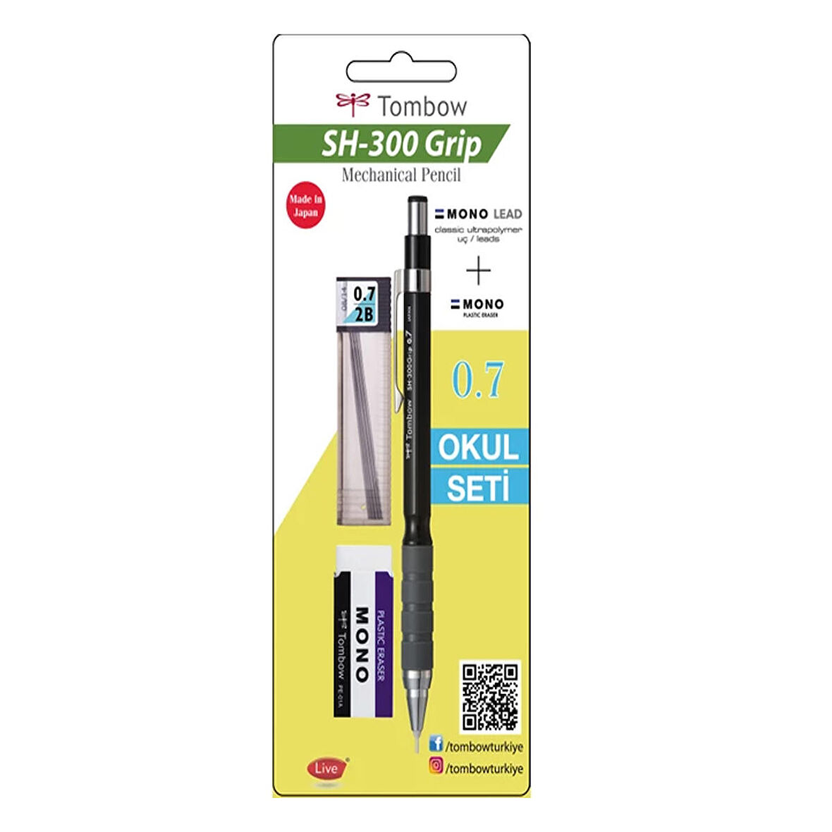Tombow SH-300 Grip 0,7mm Siyah Versatil Kalem Okul Seti GR11