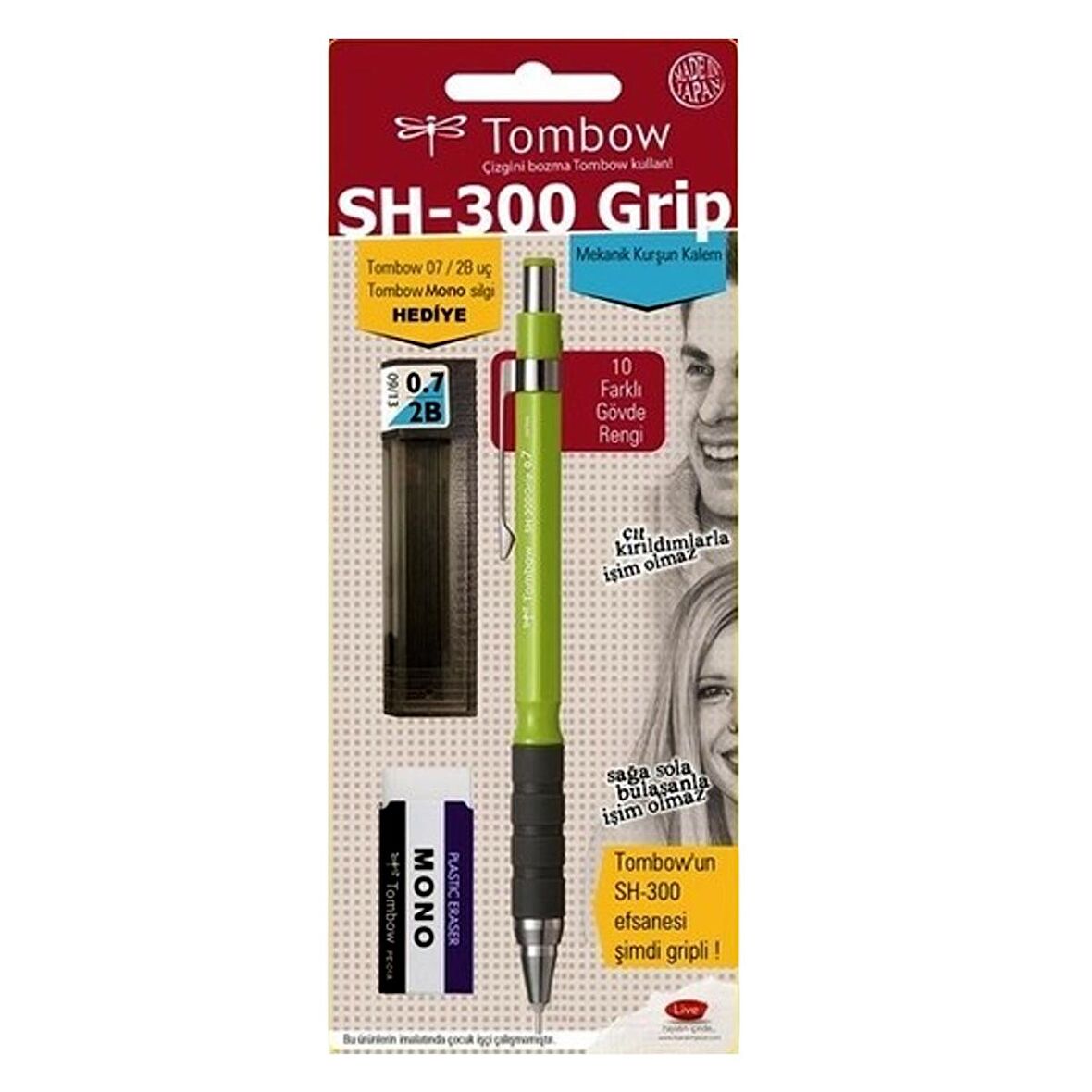 Tombow SH-300 Grip Mekanik Kurşun Kalem Okul Seti 0.5 Limon Yeşili