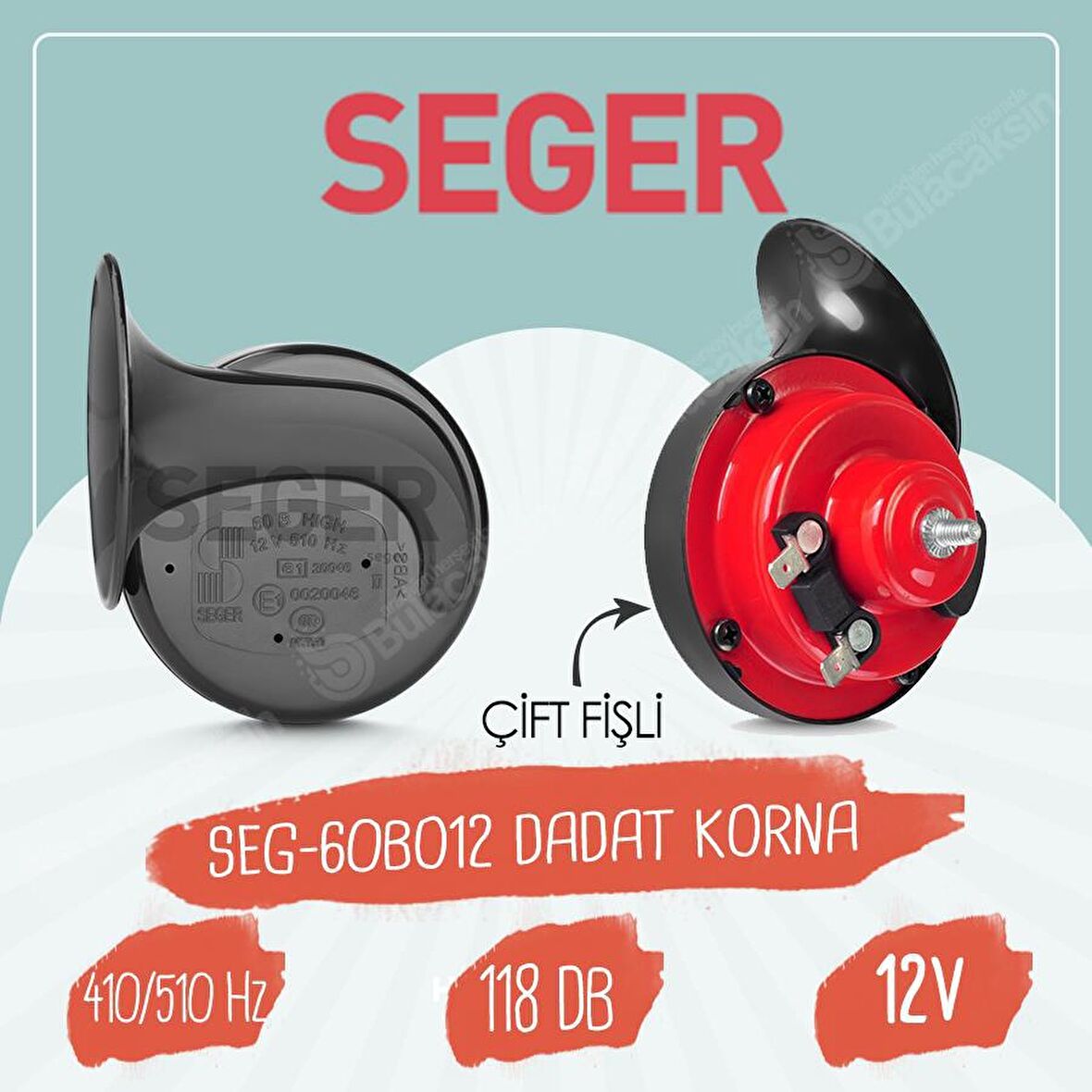 Seger Dadat Salyangoz Korna 12V 118 Db ( Çift Fişli ) 2'li PAKET