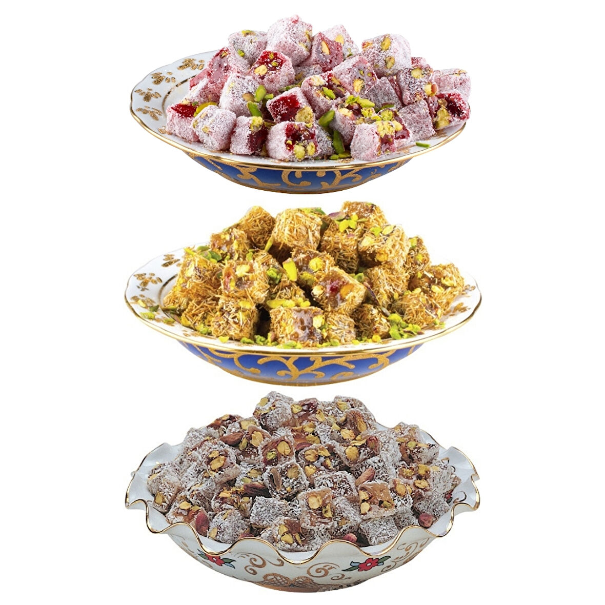 Çifte Kavrulmuş Antep Fıstıklı Karışık Lokum 250 Gr (Hindistan Cevizli - Narlı - Kadayıflı)