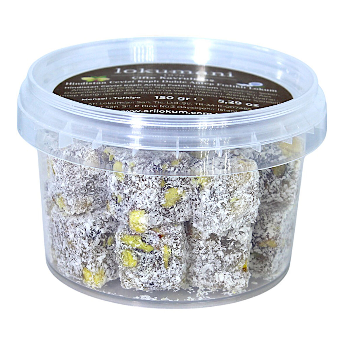 Hindistan Cevizi Kaplı Çifte Kavrulmuş Duble Antep Fıstıklı Lokum 150 Gr