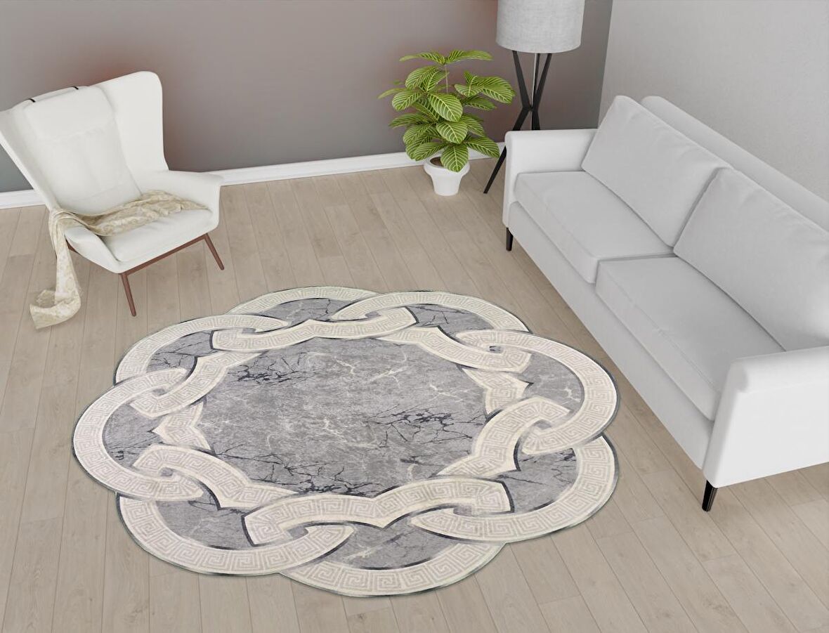 Vitaus Kaymaz Tabanlı Yıkanabilir Halı FGR-S416-Yuvarlak-160x160