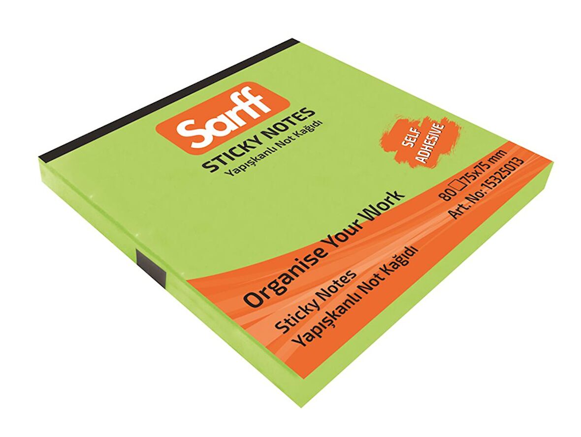 SARFF 75x75mm FOSFORLU YEŞİL NOT KAĞIDI 80YP