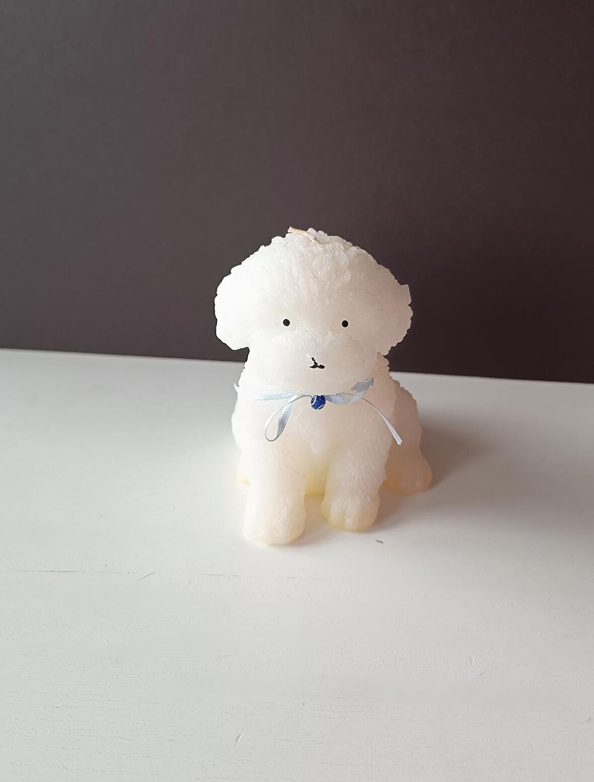 Köpek Figürlü Mum Beyaz 12 cm 