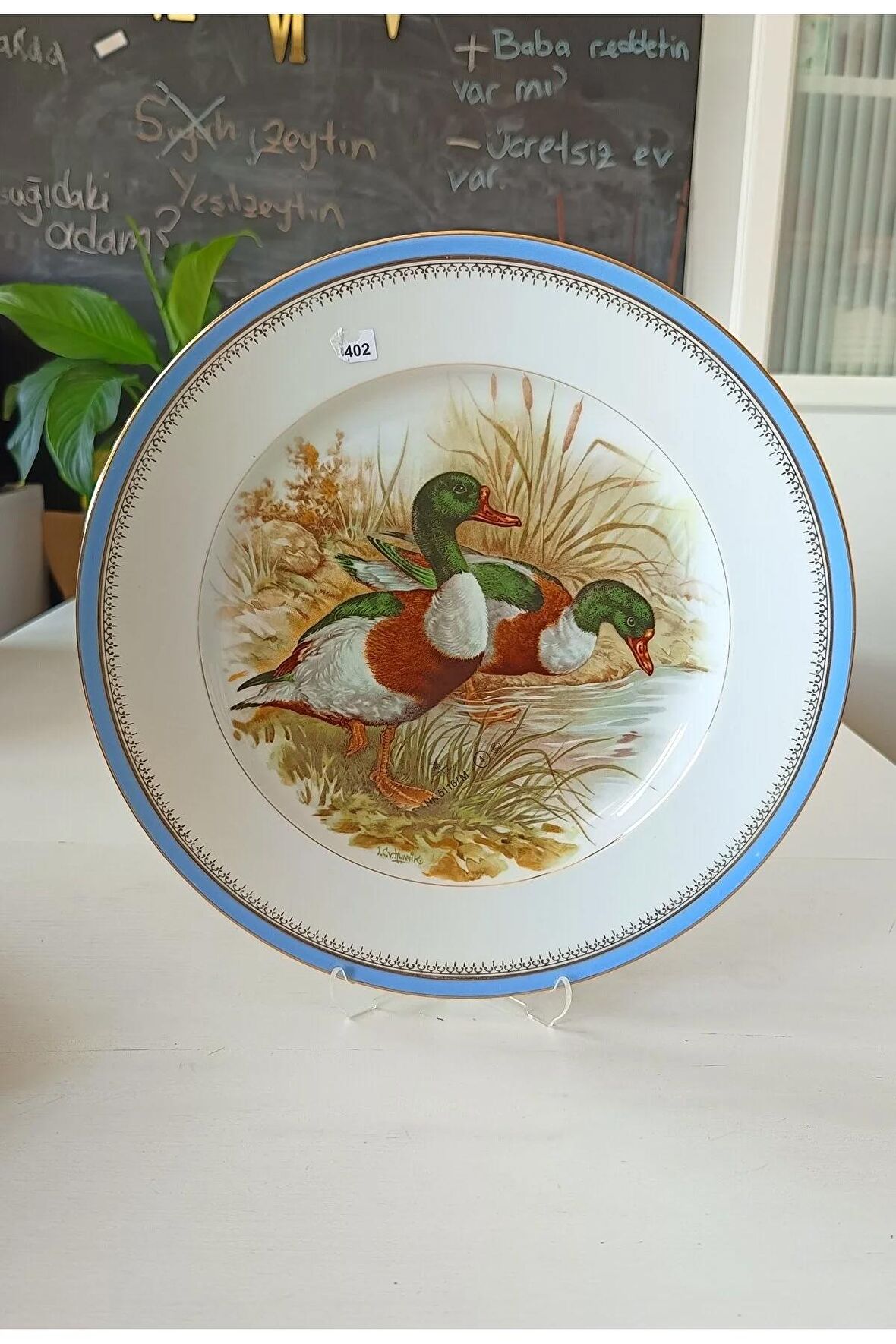 Nurantik Limoges Antika Porselen Duvar Tabağı 32 cm