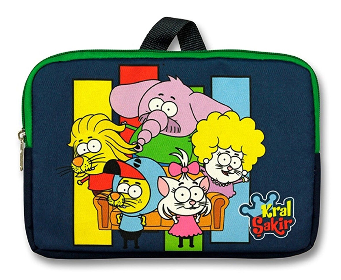 Cennec Yatay Lacivert Kral Şakir Karakterleri Tablet Çantası - Erkek Çocuk - 10,9 inç ve Altındaki Tabletler İçin Uyumlu
