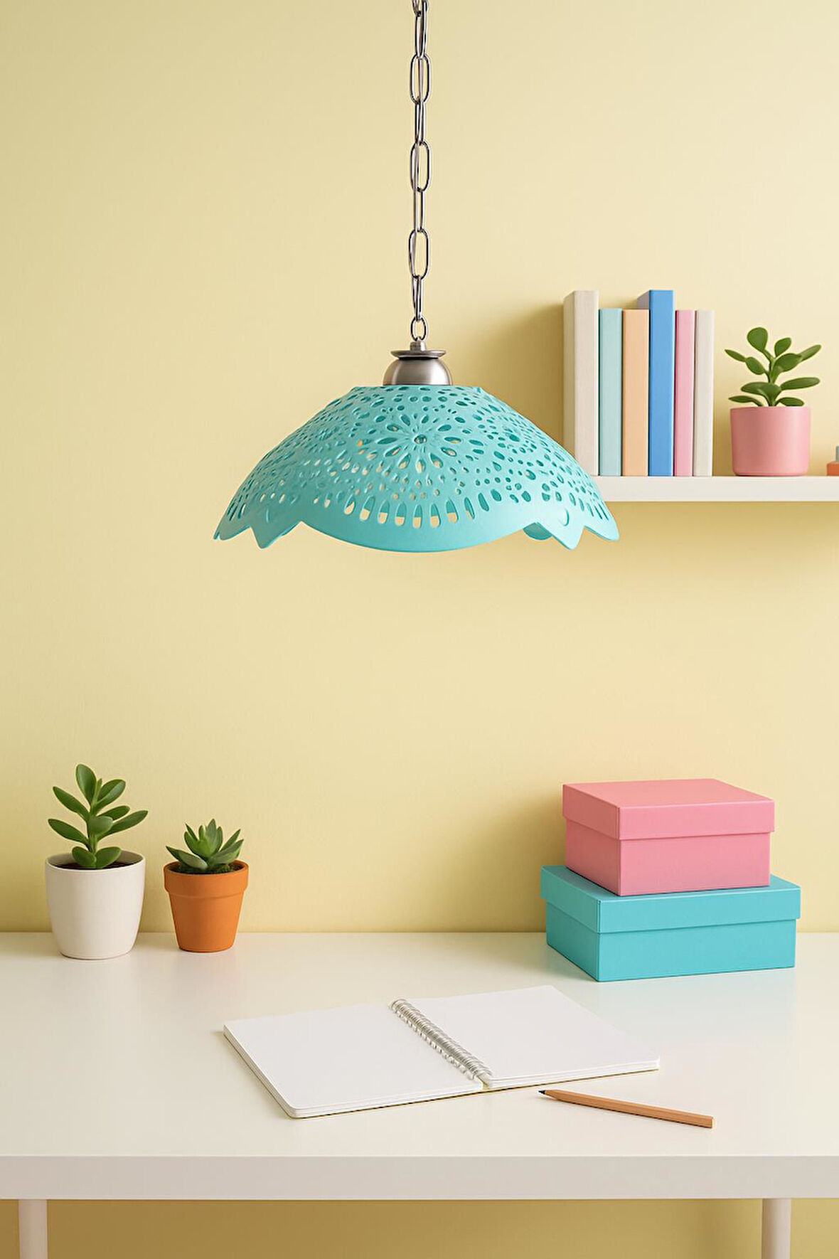 Turkuaz Akrilik Avize Soft Modern Aydınlatma 35x35x12 cm