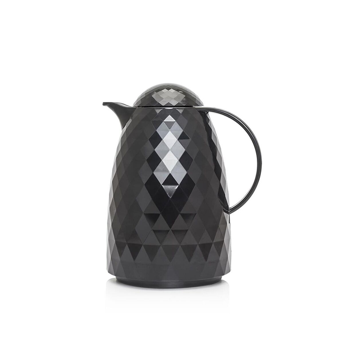 1 Lt Siyah Düz Kapaklı Prizma Termos