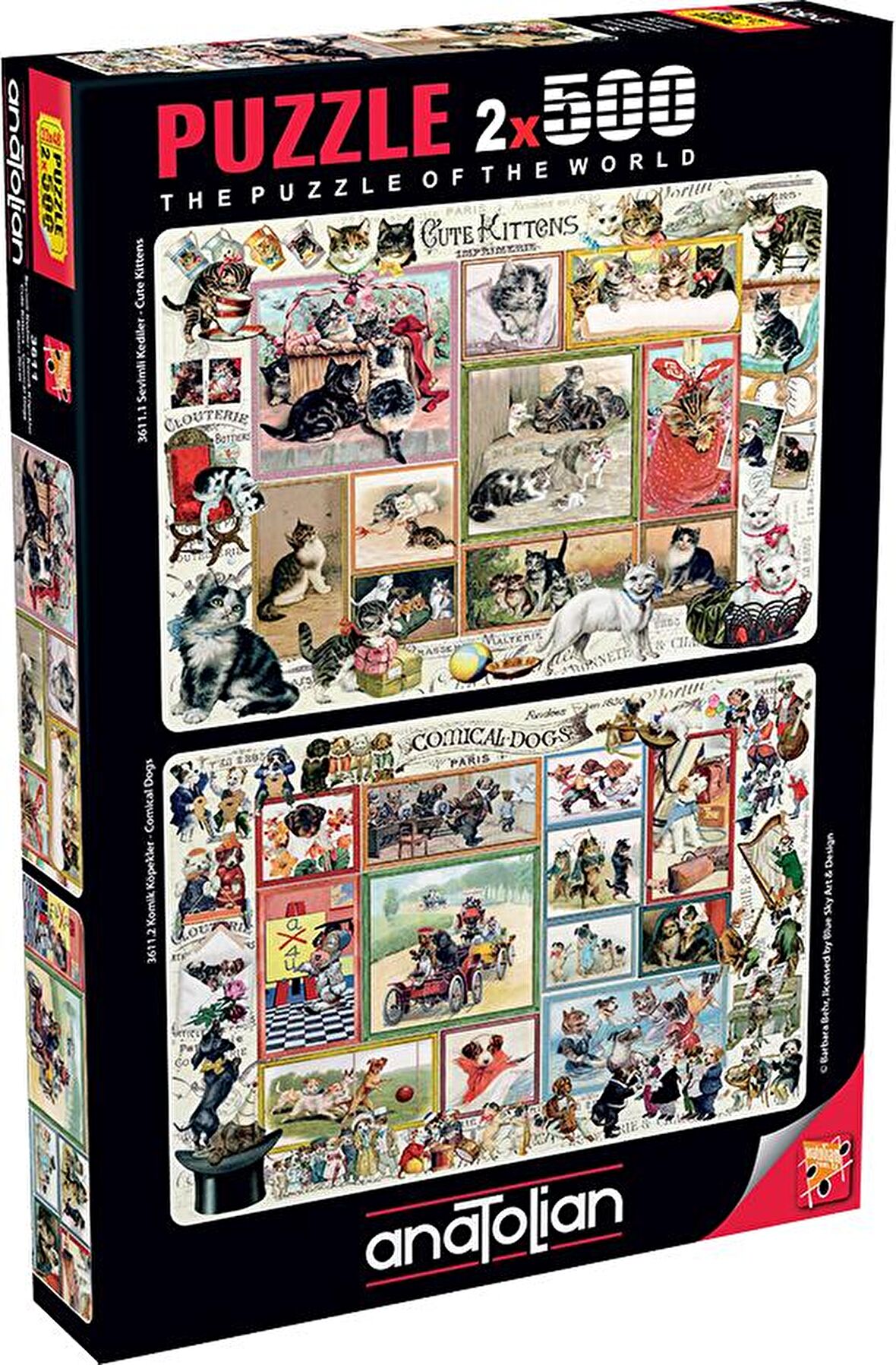 Anatolian 2x500 Parçalık Puzzle - Sevimli Kediler , Komik Köpekler  3611