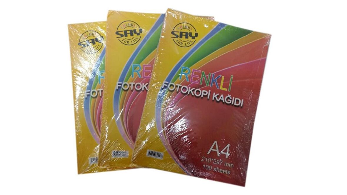 Saray A4 Renkli Fotokopi Kağıdı 5 Renk 80 Gr 3 Paket 300 Adet