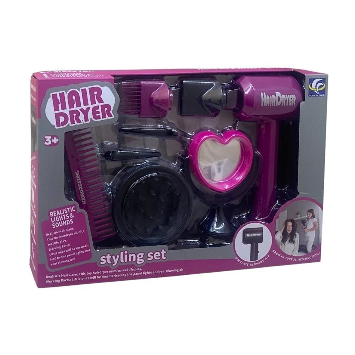 Aynalı Modern Saç Kurutma Makineli Kuaför Seti YF820D-2 