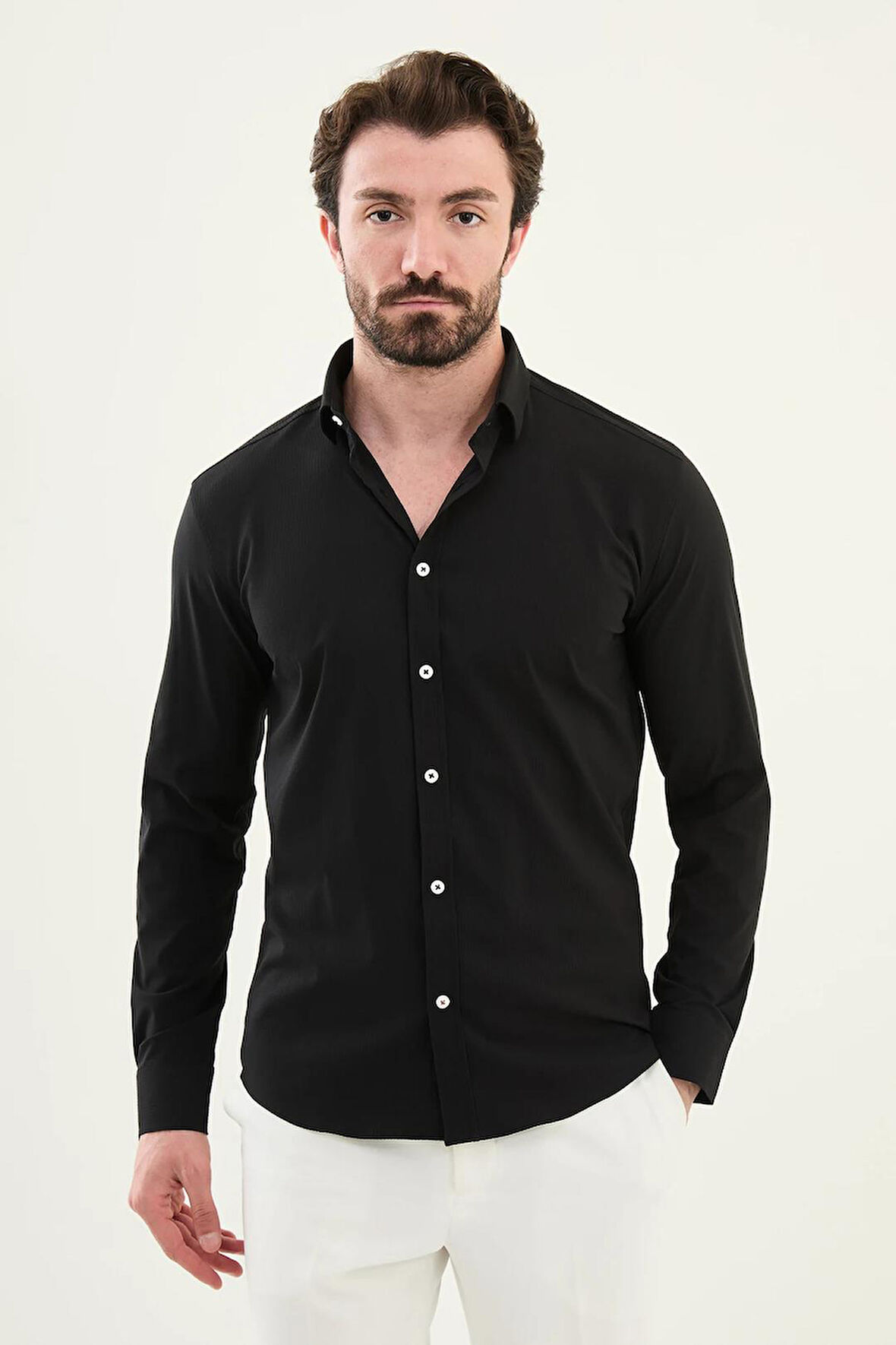 Mcr Gofreli Slim Fit Pamuk Erkek Gömlek 27081