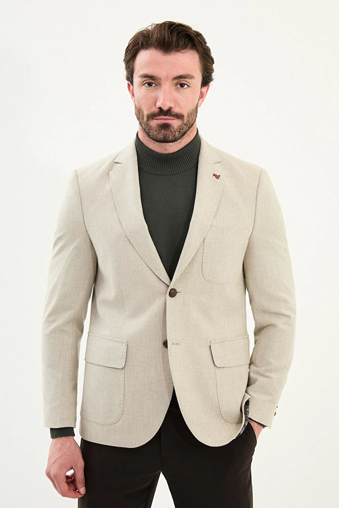 Mcr Düz Slim Fit Torba Cep Mono Yaka Yün Erkek Ceket 41470