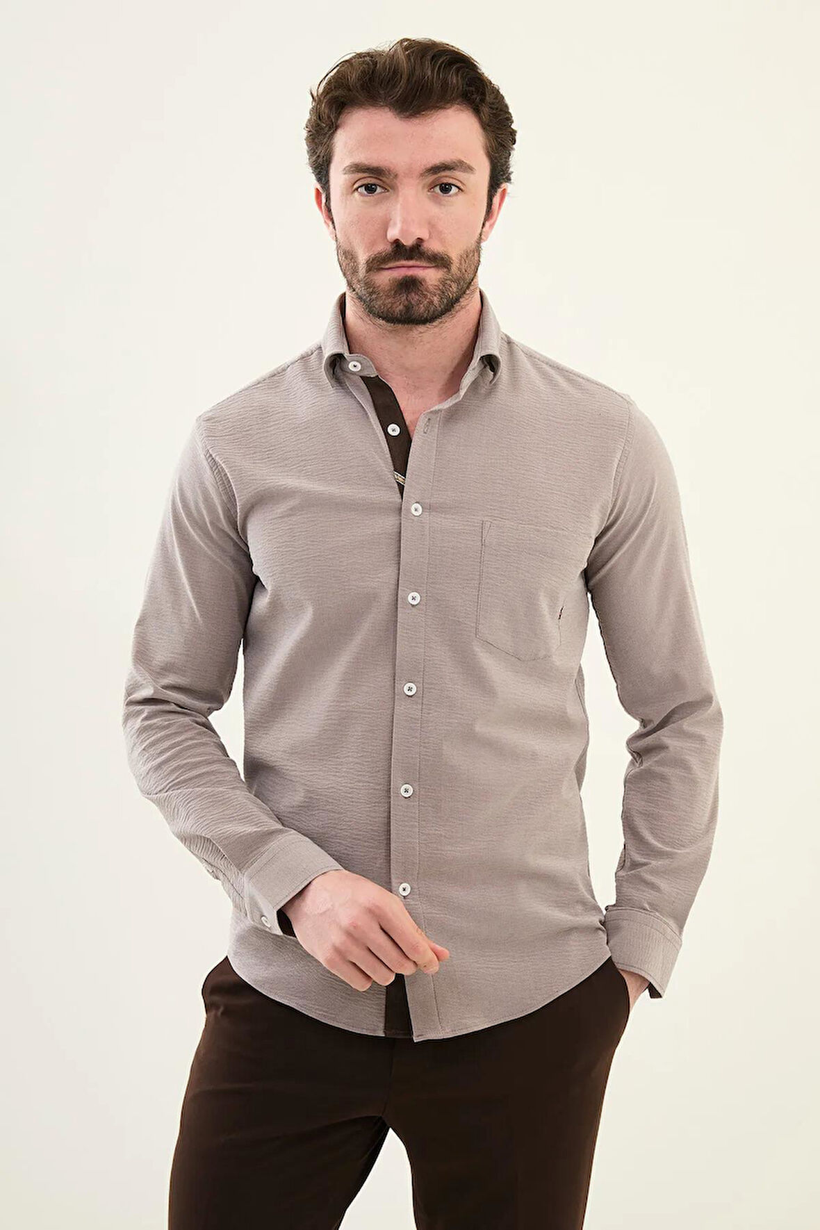 Mcr Üstten Düğmeli Erkek Gömlek 27071