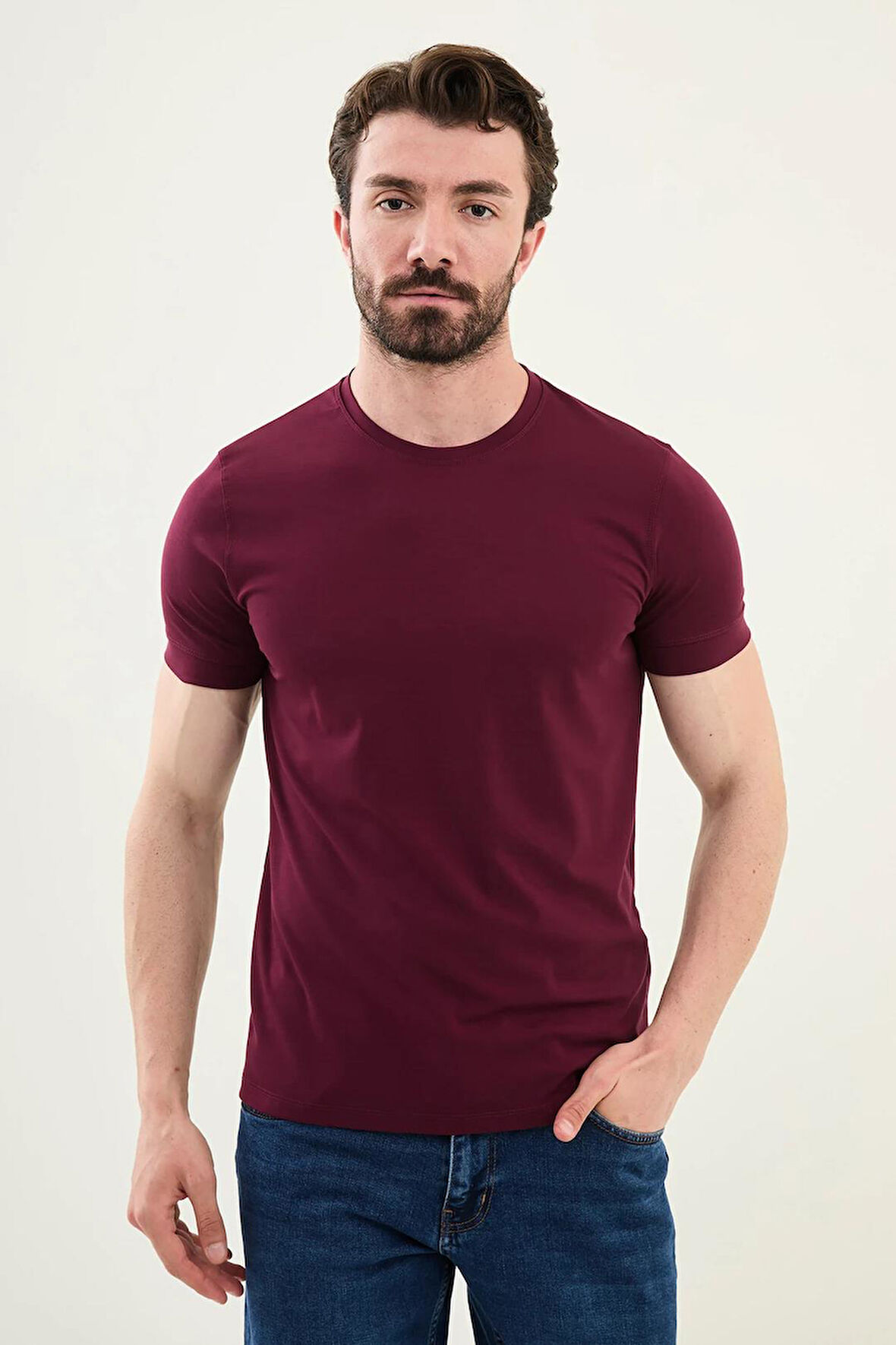 Mcr Düz Slim Fit Bisiklet Yaka Basic Erkek T-Shirt 36863