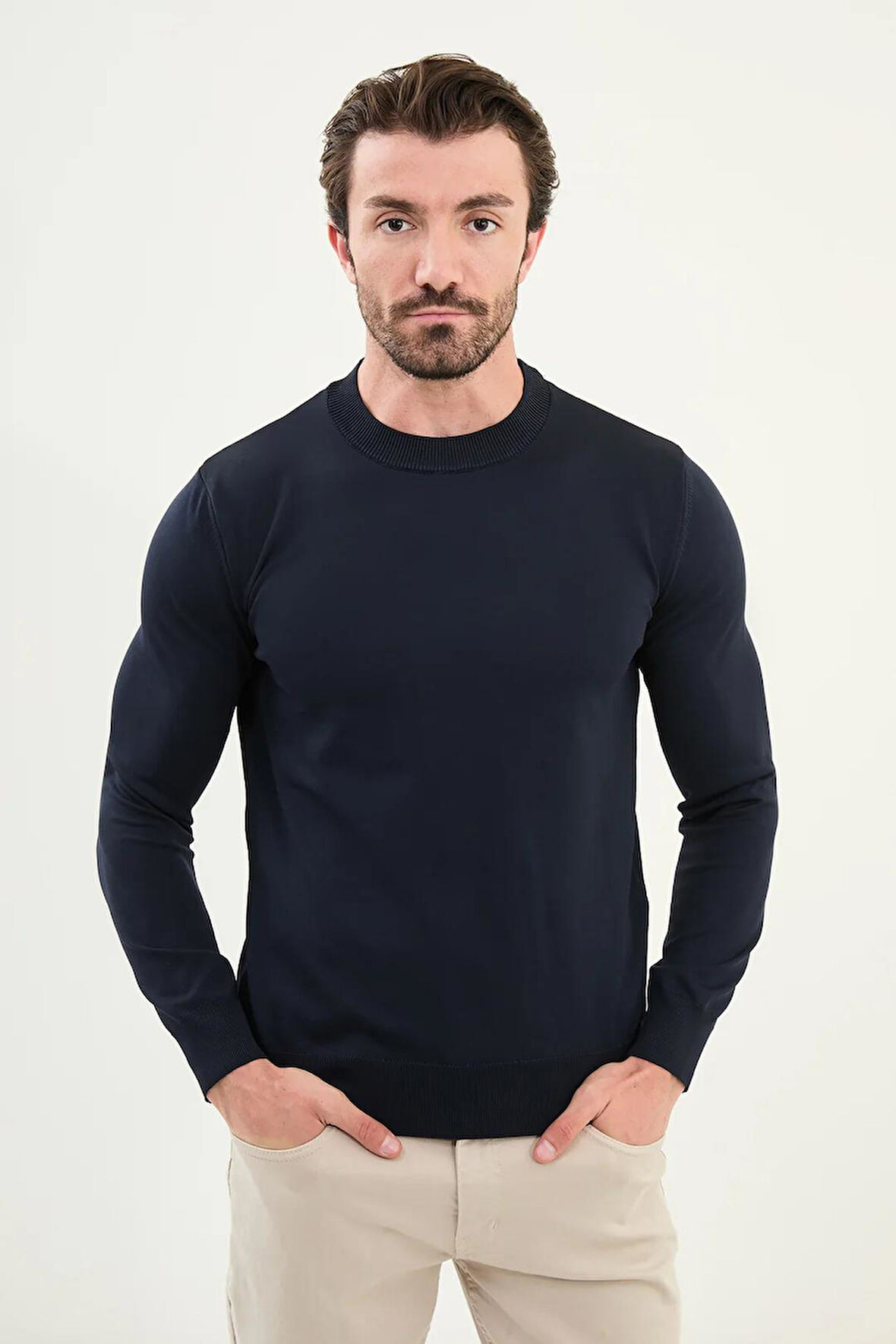 Mcr Düz Slim Fit Bisiklet Yaka Basic Erkek Triko Kazak 11562