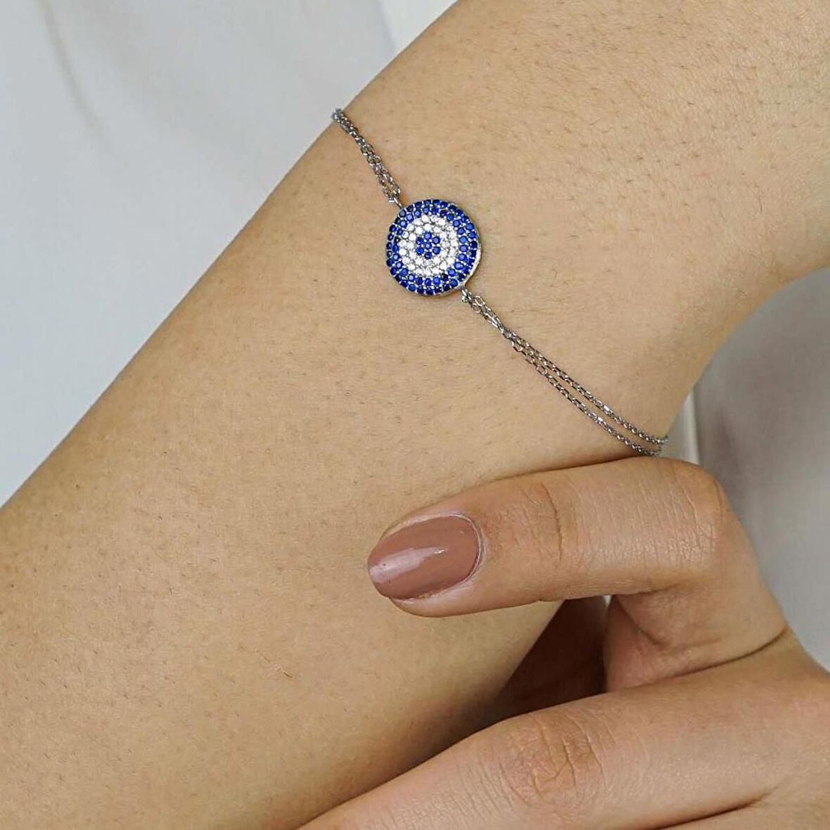 Nazar Boncuğu Tasarımlı 6 Sıralı 925 Ayar Gümüş Kadın Bileklik