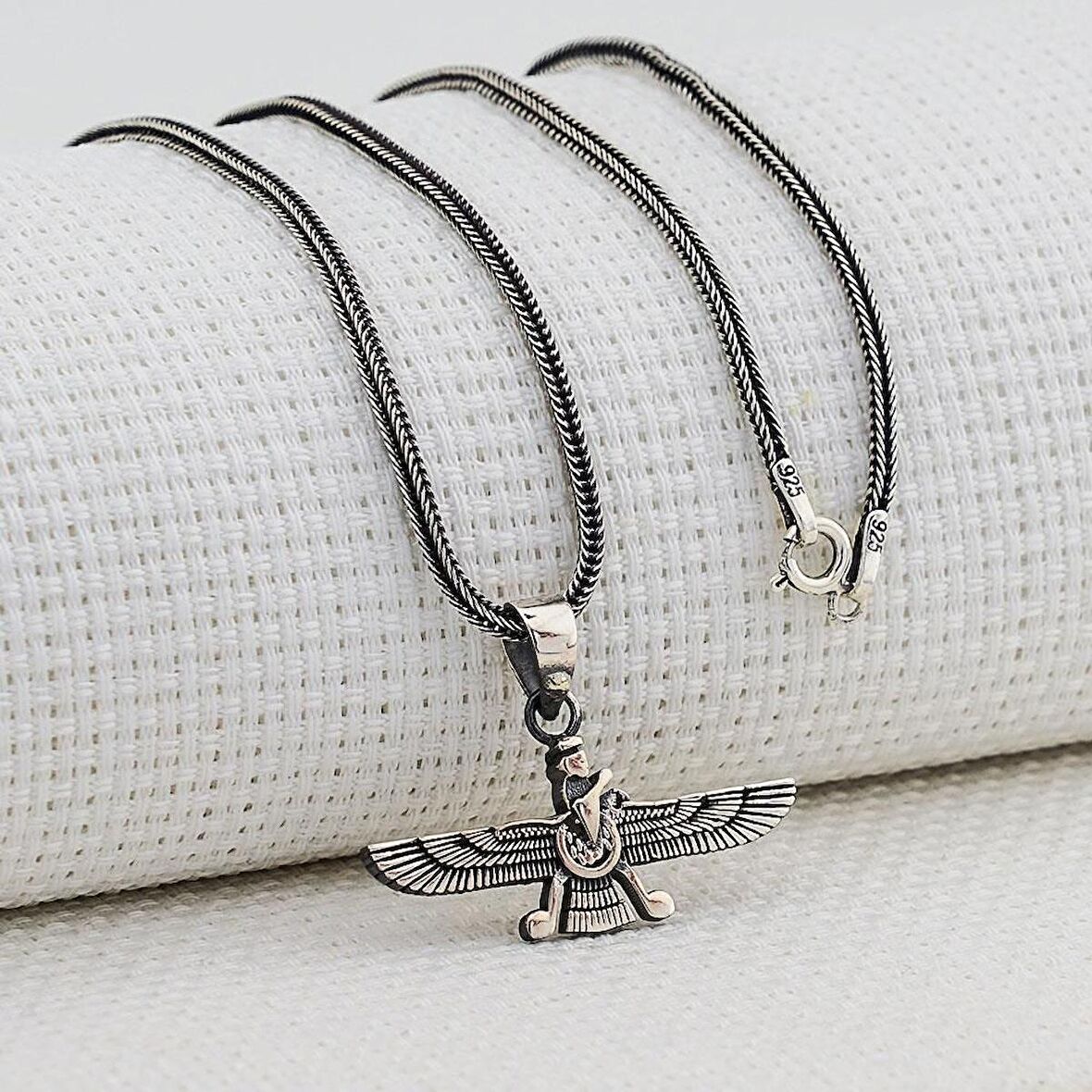 Ahura Mazda 925 Ayar Gümüş Kolye Kalın Zincirli