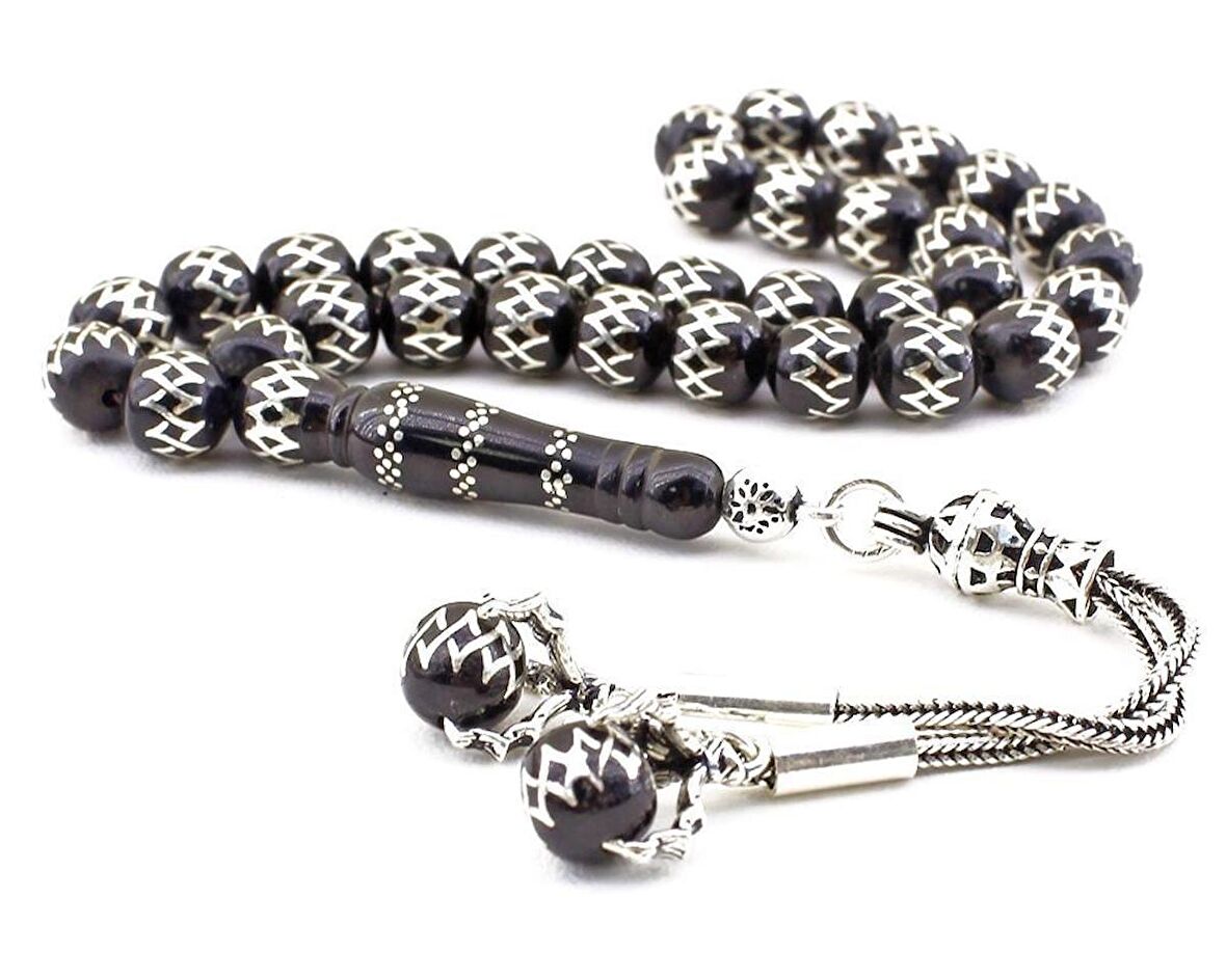 Baklava Desenli Gümüş Kartal Pençesi Püsküllü Erzurum Oltusu Tesbih