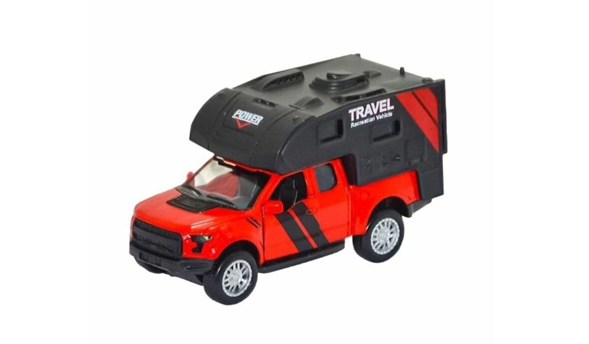 Metal Sesli ve Işıklı Çek Bırak 4x4 Kamp Aracı 3 asorti 13 x 5 x 6 cm