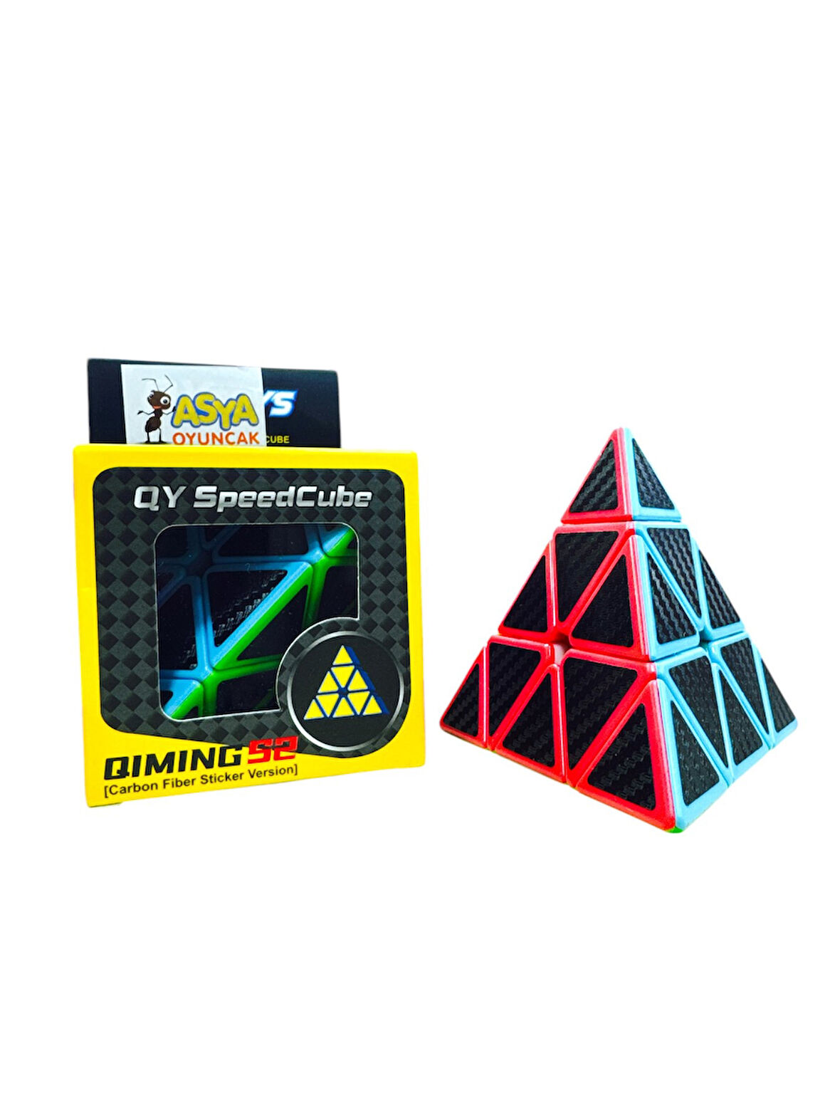 Prizma Desenli Küp Carbon Fiber Sticker Üçgen Sabır Küpü EQY672