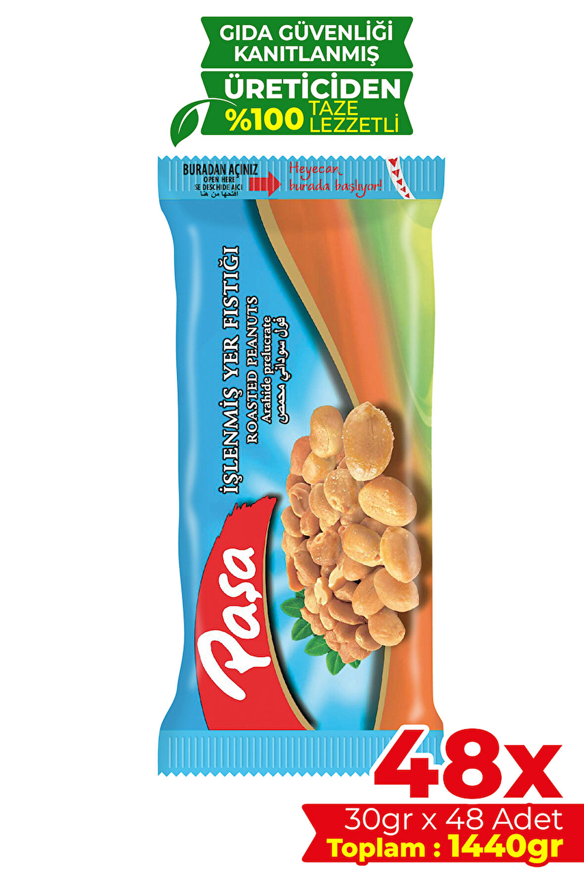 İşlenmiş Yer Fıstığı 30 gr X 48 Adet (1440 gr)
