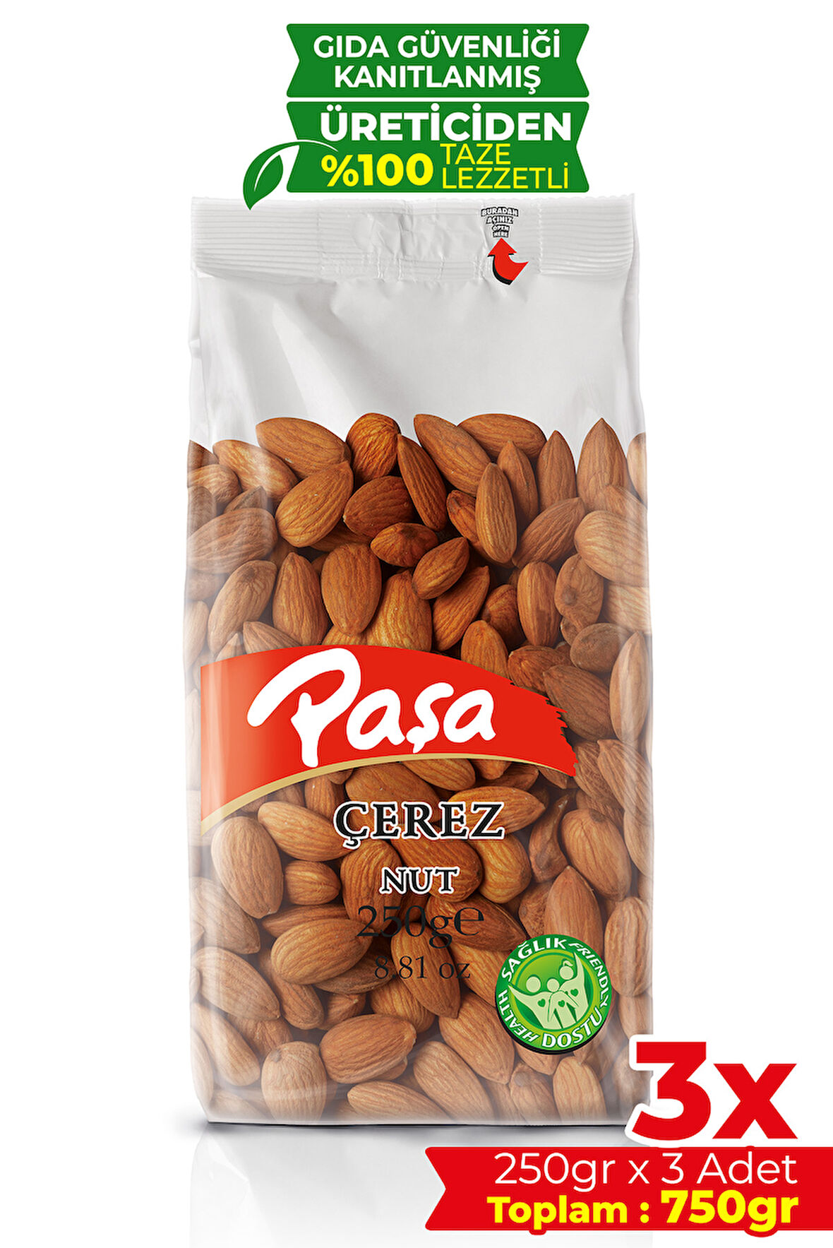 Kavrulmuş Badem 250 gr X 3 Adet (750 gr)