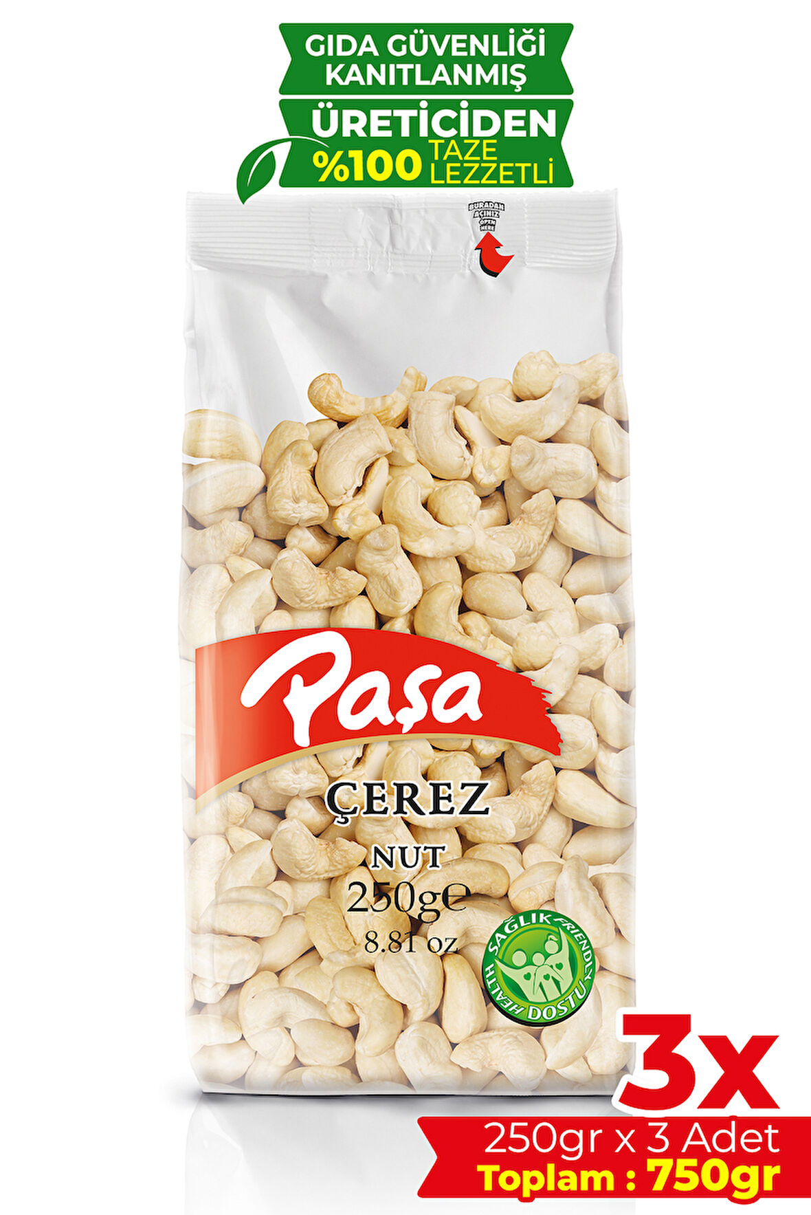 Çiğ Kaju Fıstığı 250 gr X 3 Adet (750 gr)