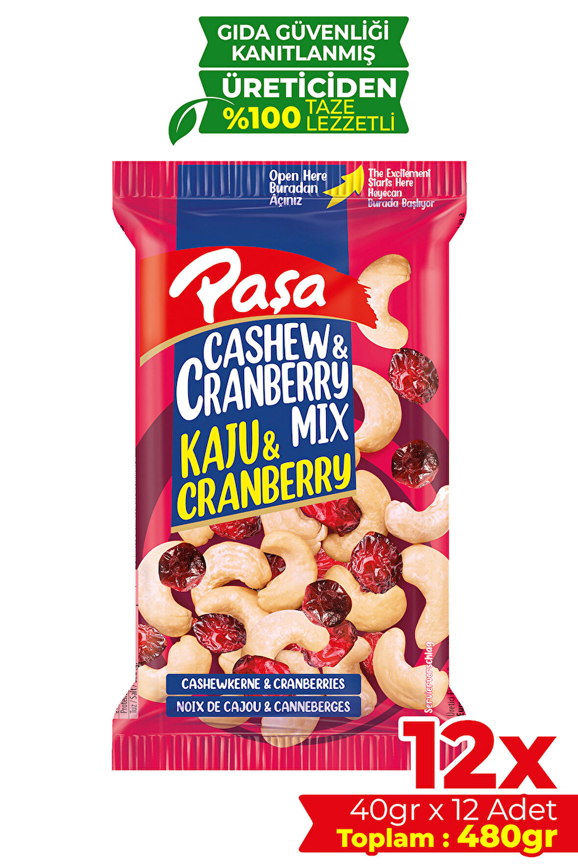 Kaju & Cranberry 40 gr x 12 Adet (480 gr)
