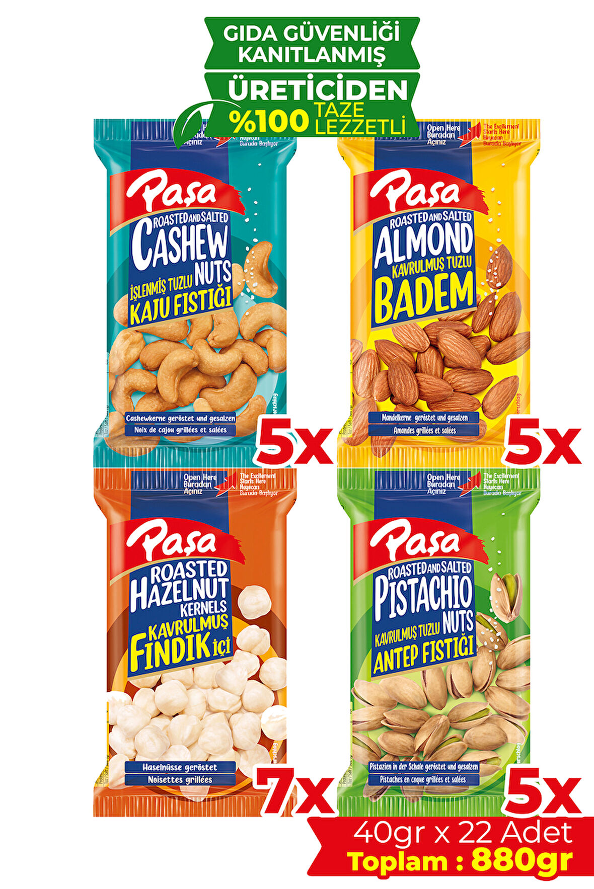 Karışık Kuruyemiş 40 gr X 22 Adet (880 gr)