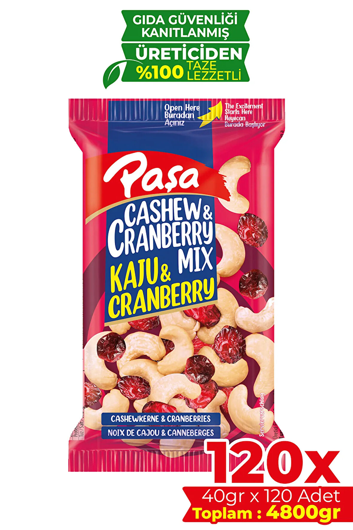 Kaju & Cranberry 40 gr X 120 Adet (4800 gr)(Toptan Kuruyemiş)