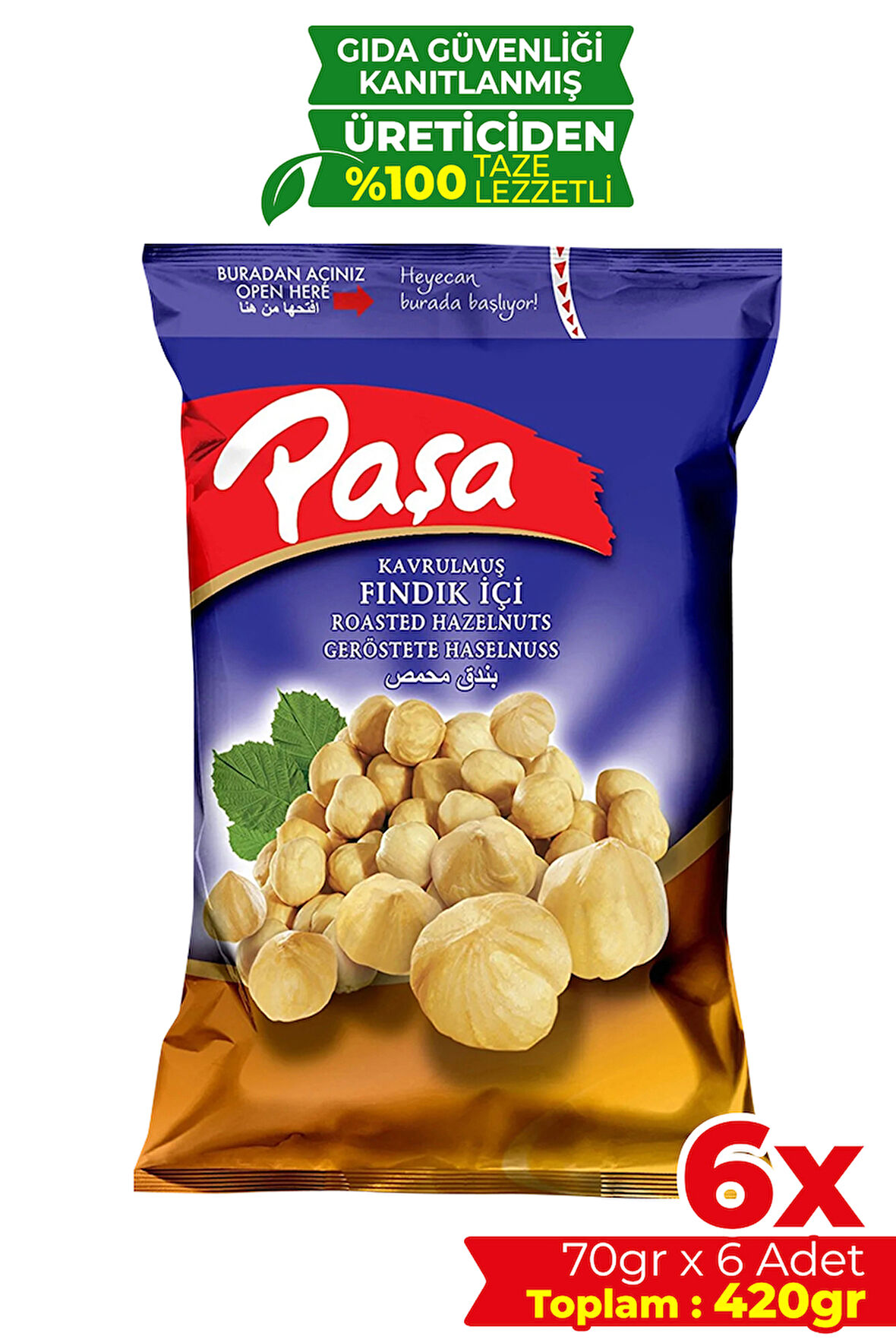 Kavrulmuş Fındık İçi 70 gr X 6 Adet (420 gr)